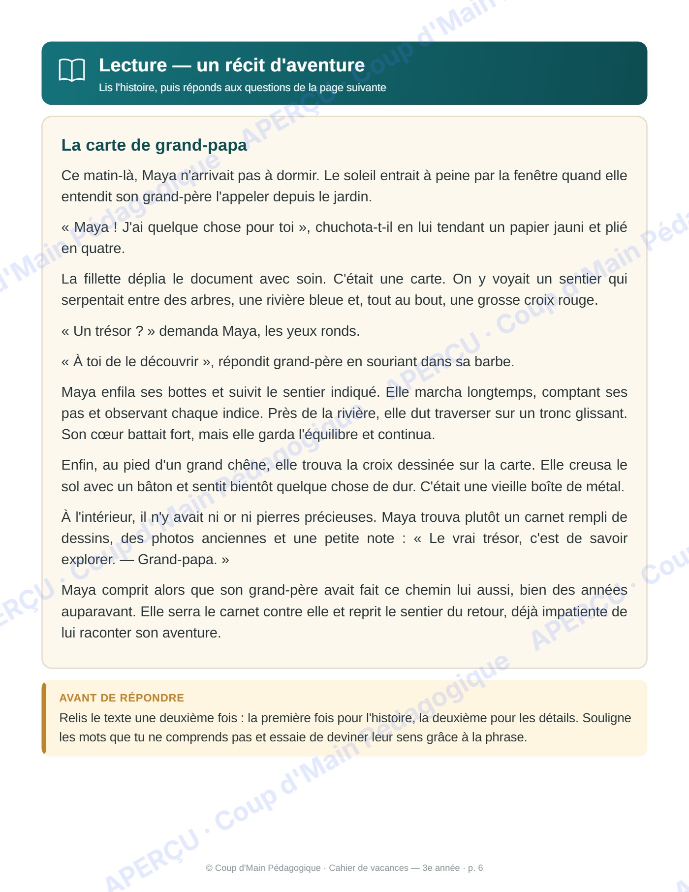 Page 6 — Cahier de vacances — 3e année