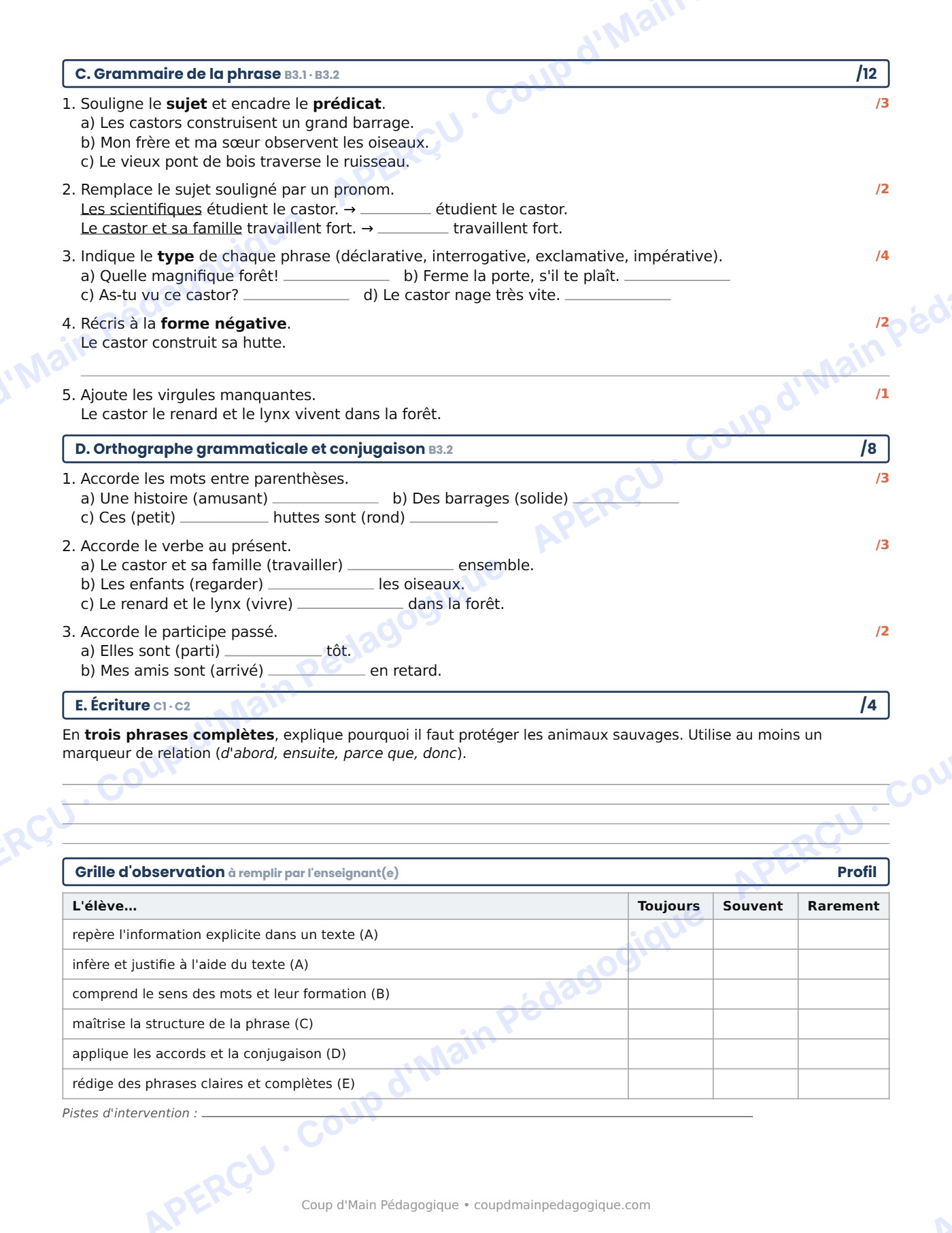 Page 2 — Évaluation diagnostique de français — 5e année