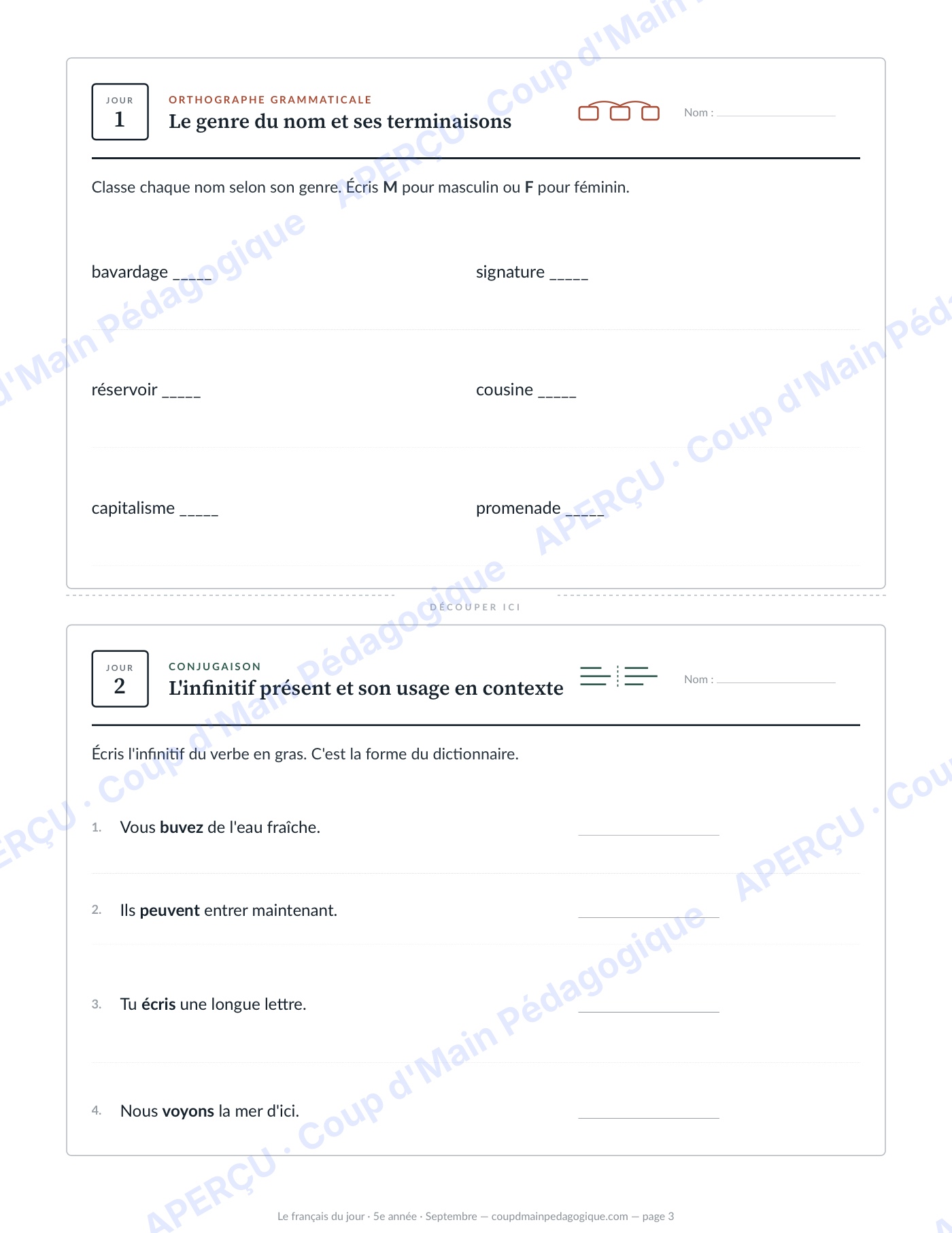 Page 3 — Le français du jour — 5e année, année complète