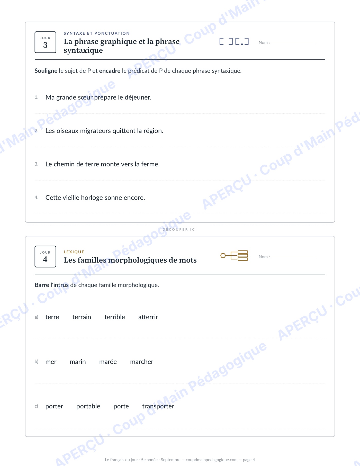 Page 4 — Le français du jour — 5e année, année complète