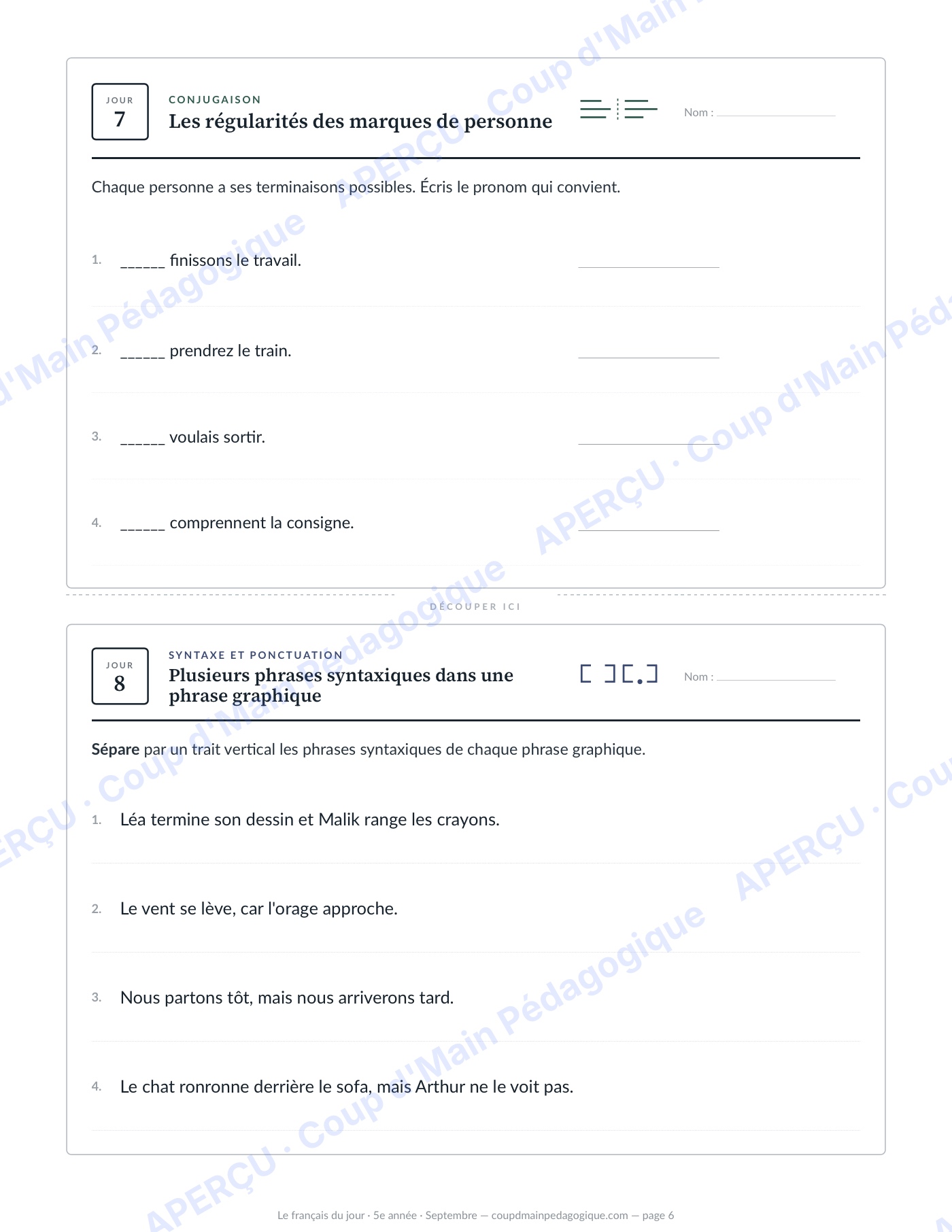 Page 6 — Le français du jour — 5e année, année complète
