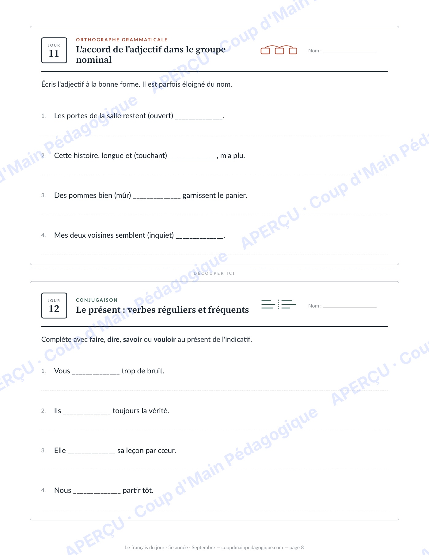 Page 8 — Le français du jour — 5e année, année complète