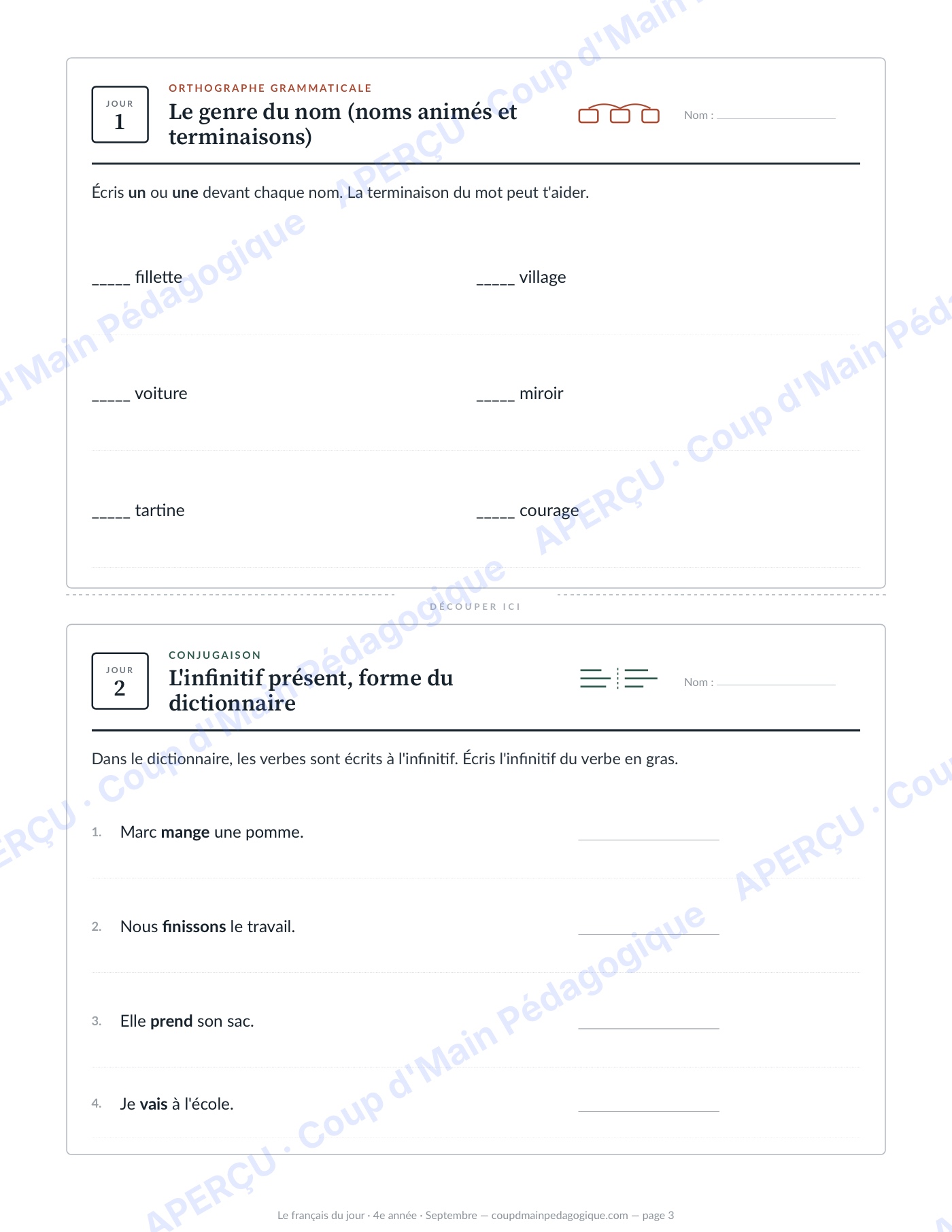 Page 3 — Le français du jour — 4e année, année complète