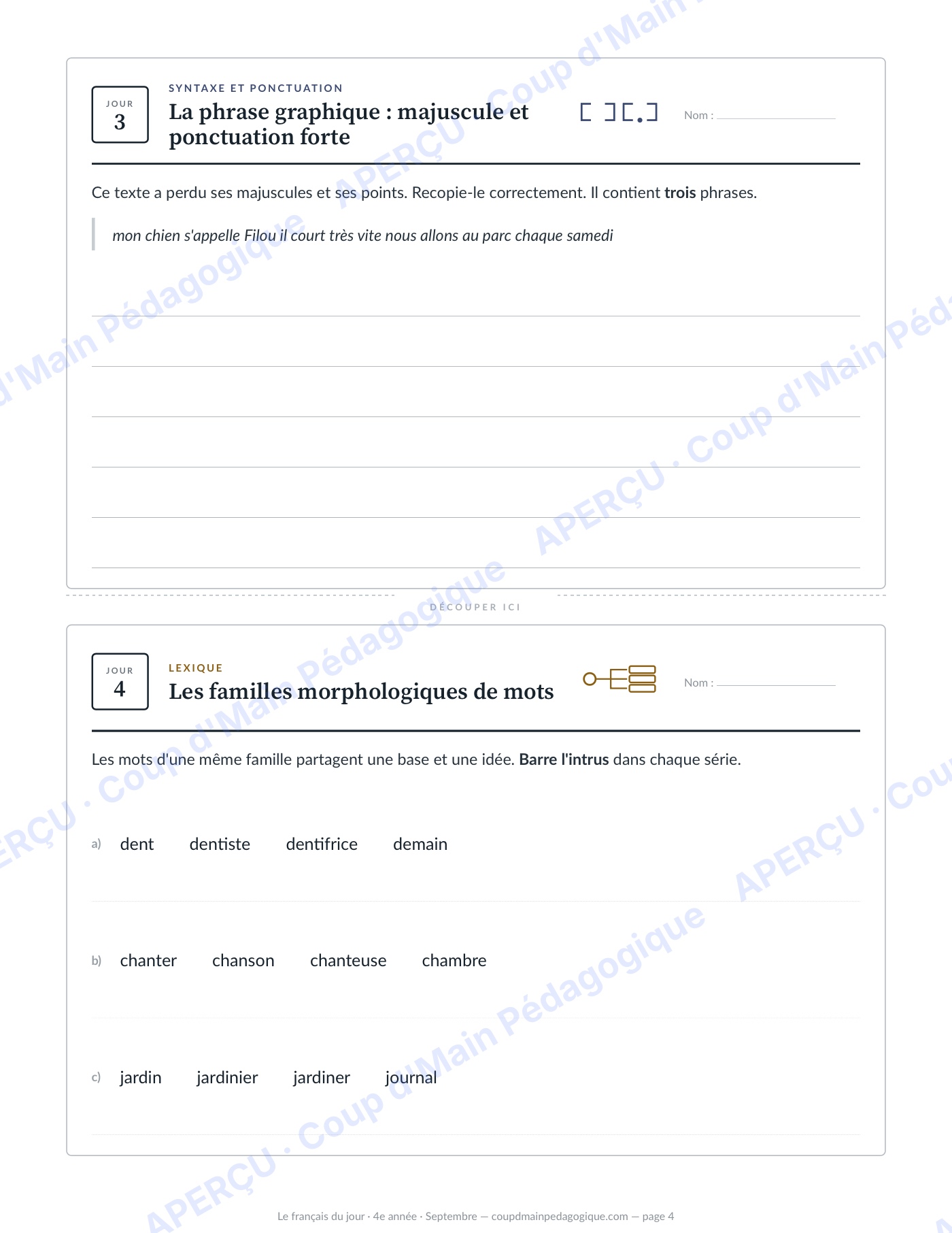 Page 4 — Le français du jour — 4e année, année complète