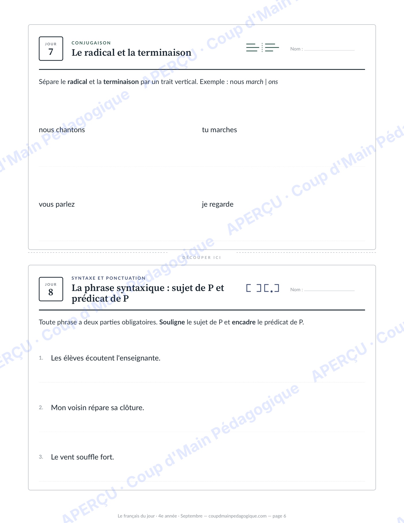Page 6 — Le français du jour — 4e année, année complète