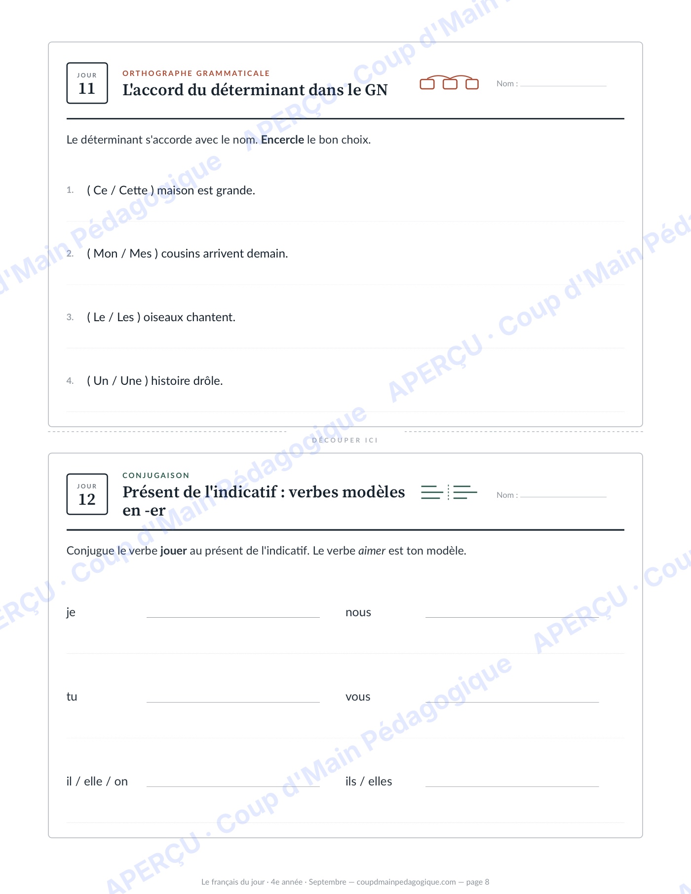 Page 8 — Le français du jour — 4e année, année complète