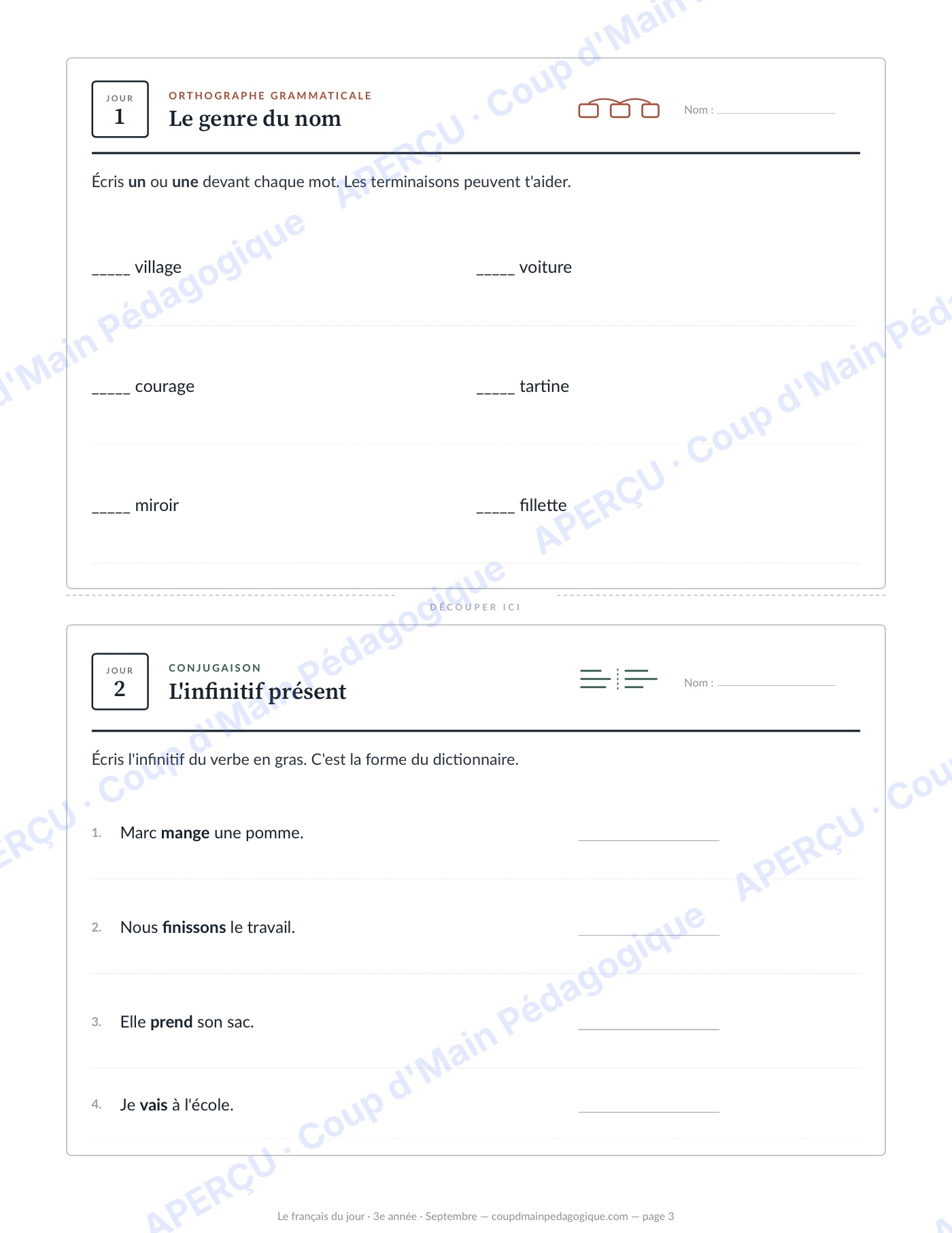 Page 3 — Le français du jour — 3e année, année complète