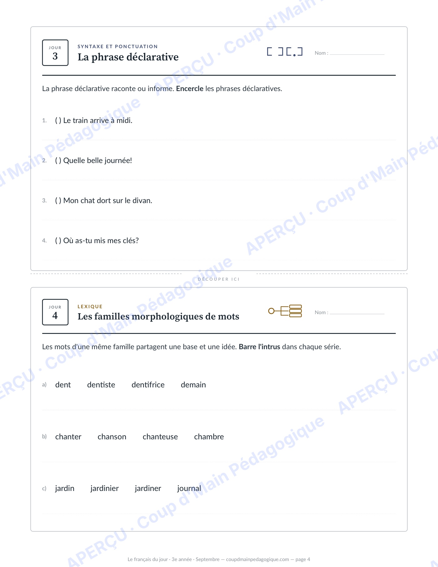 Page 4 — Le français du jour — 3e année, année complète