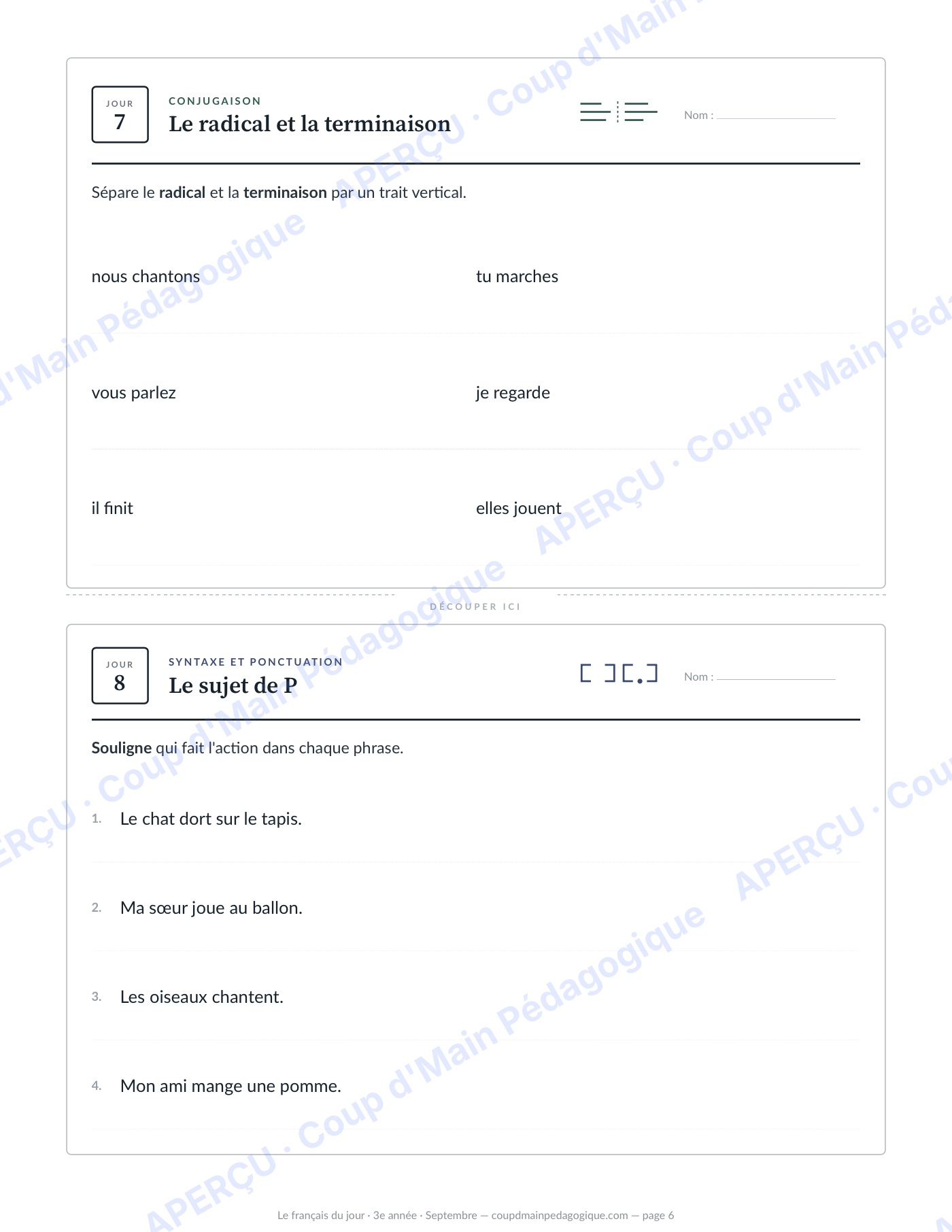 Page 6 — Le français du jour — 3e année, année complète