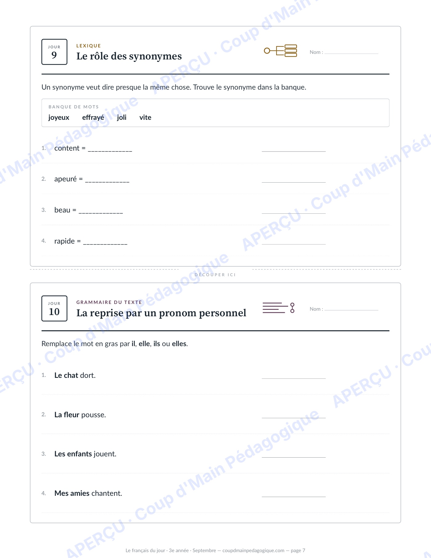 Page 7 — Le français du jour — 3e année, année complète