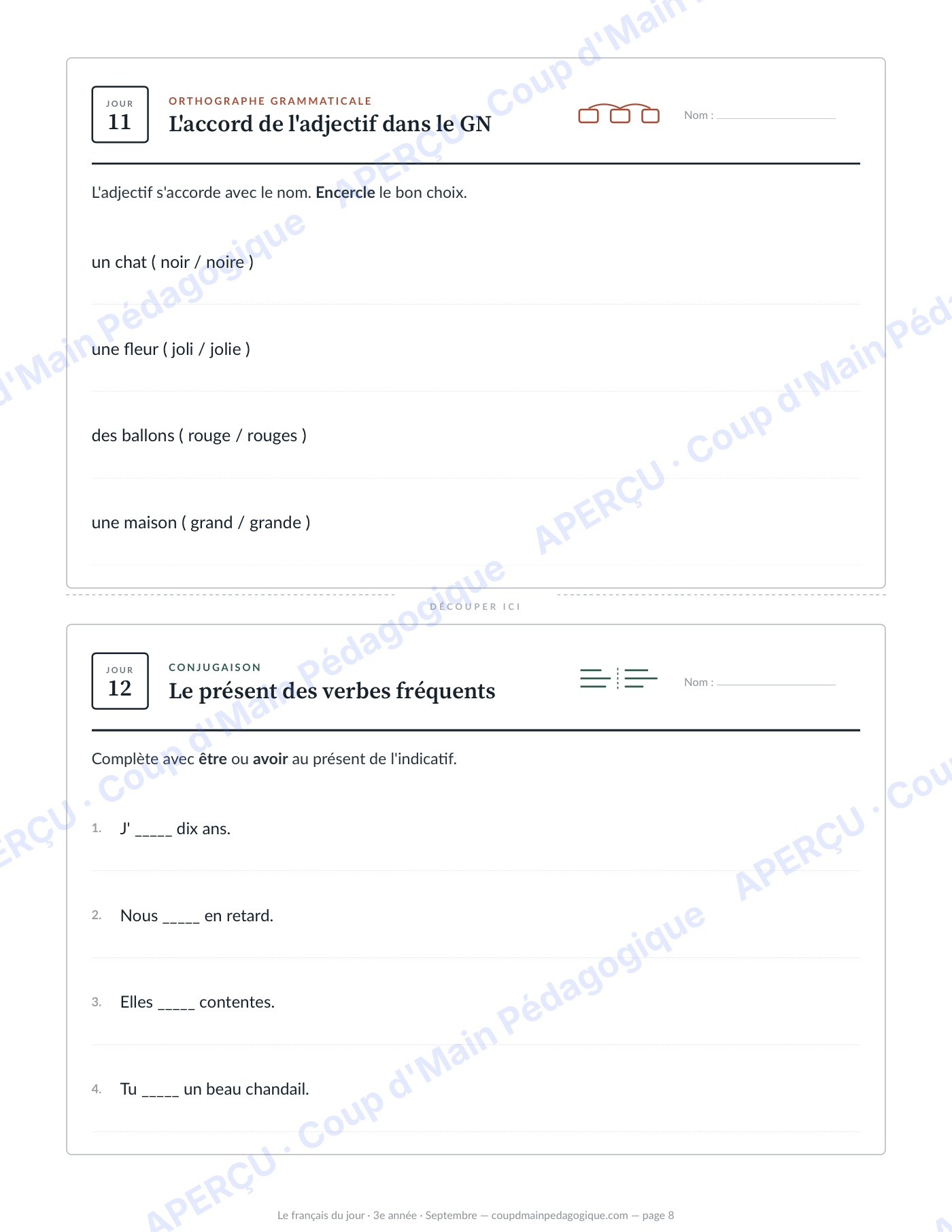 Page 8 — Le français du jour — 3e année, année complète