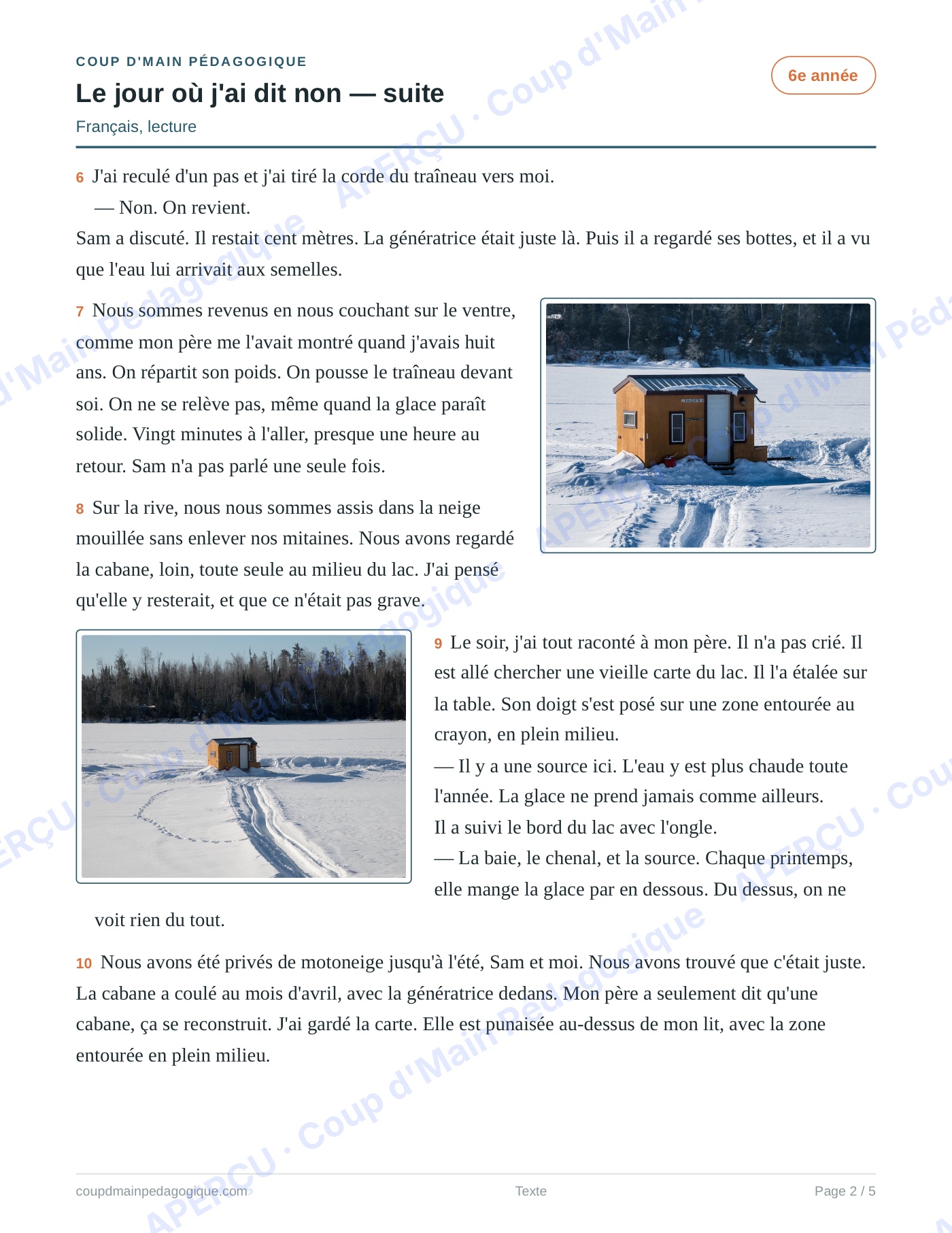 Page 2 — Le jour où j'ai dit non — 6e année, lecture