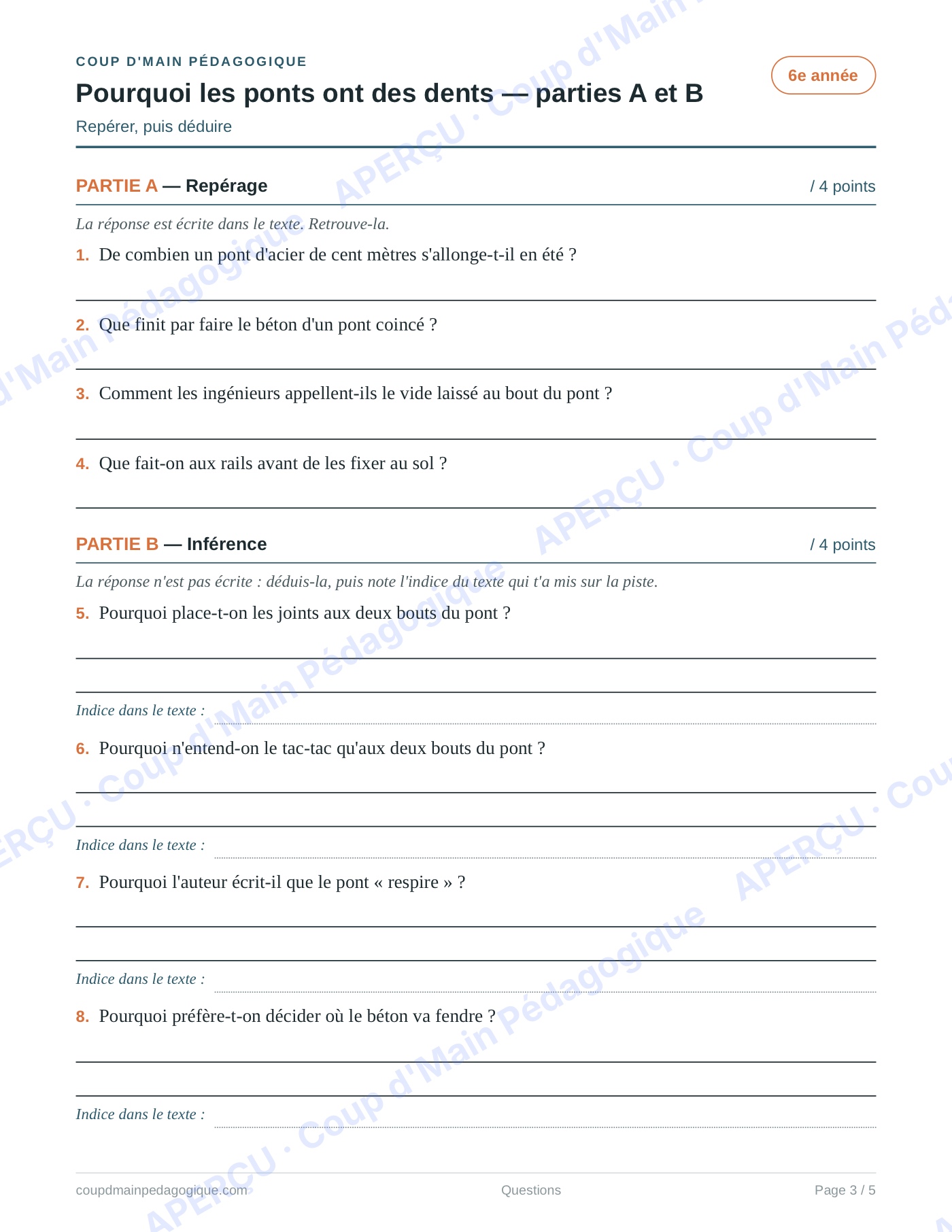 Page 3 — Pourquoi les ponts ont des dents — 6e, lecture