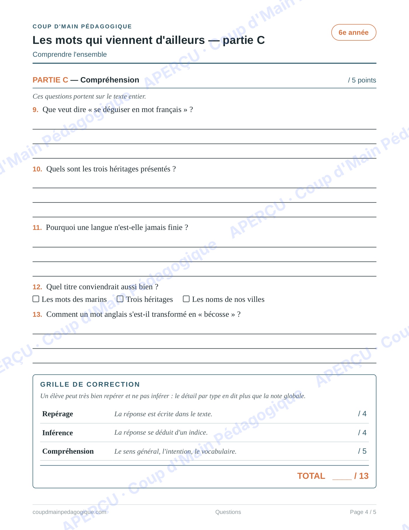 Page 4 — Les mots qui viennent d'ailleurs — 6e, lecture