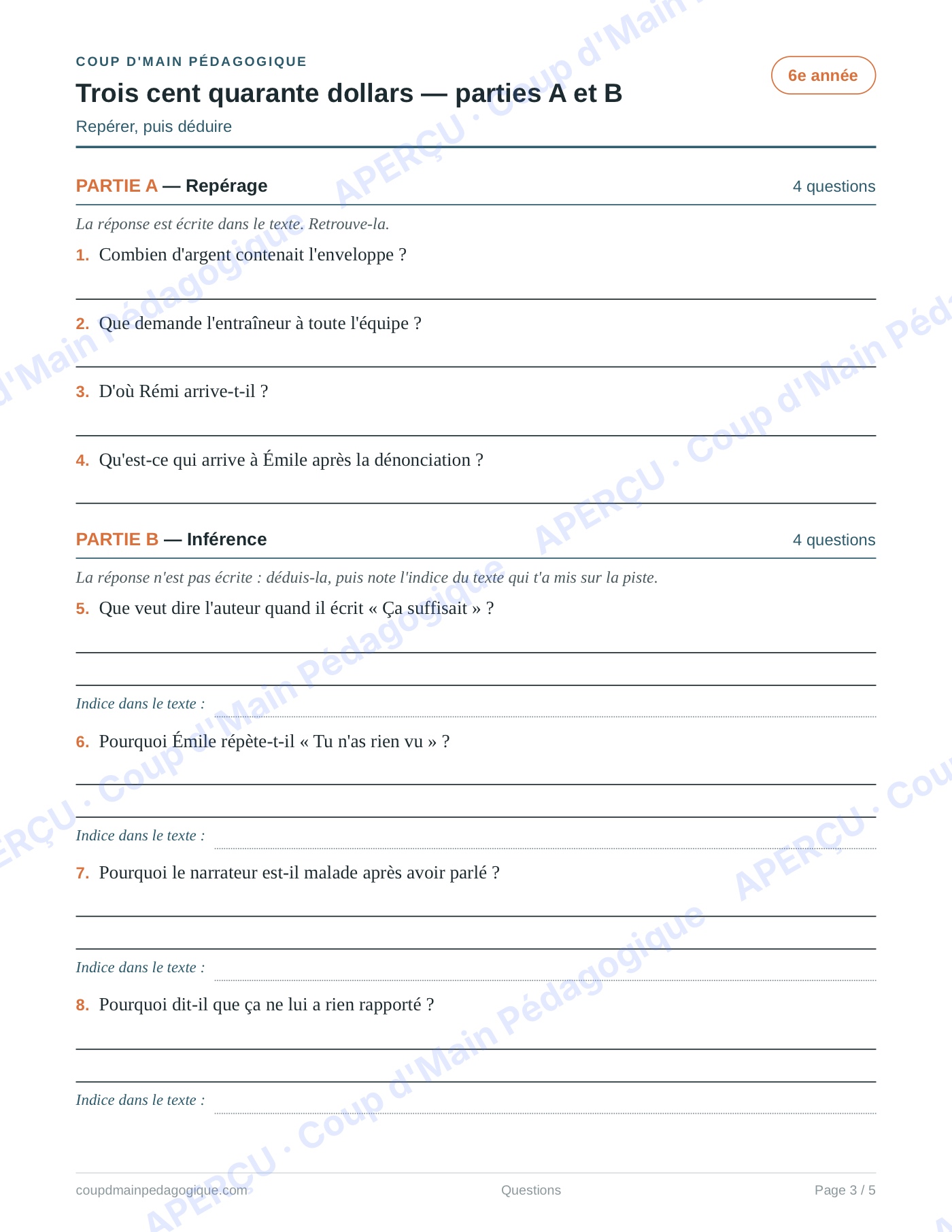 Page 3 — Évaluation sommative — 6e année, lecture