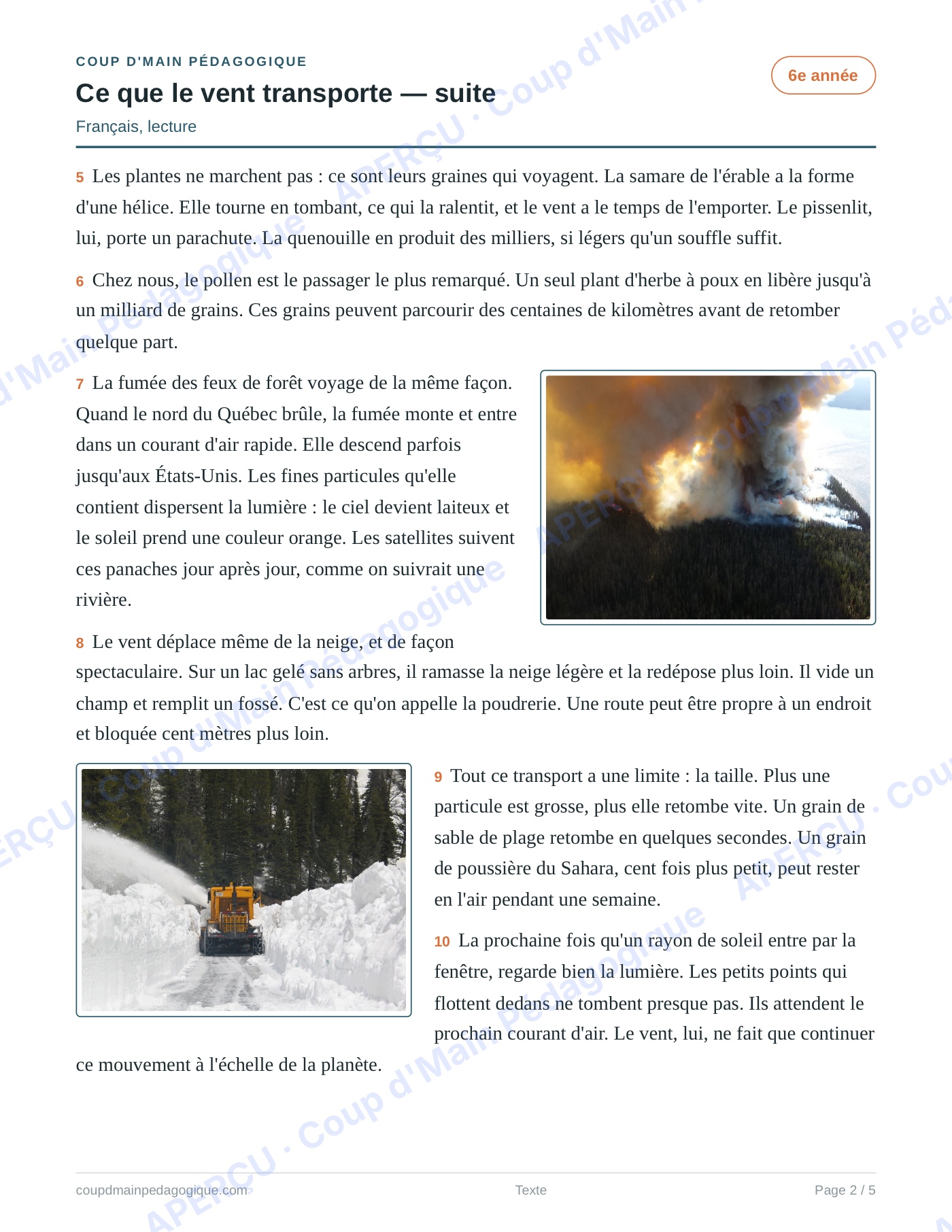 Page 2 — Évaluation formative — 6e année, lecture