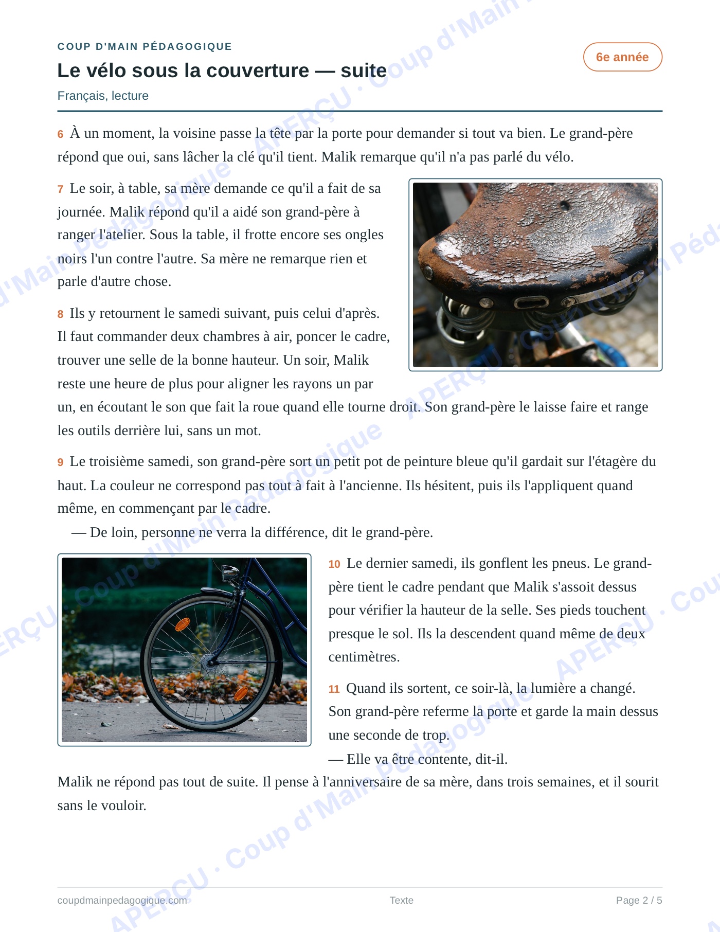 Page 2 — Recueil de 5 textes — 6e année, lecture