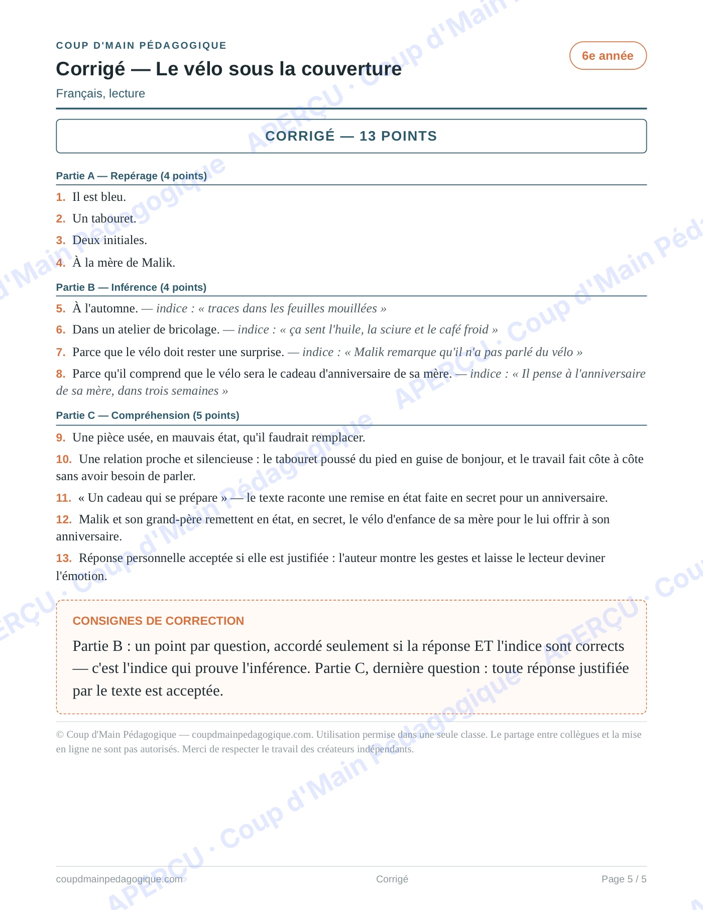 Page 5 — Recueil de 5 textes — 6e année, lecture