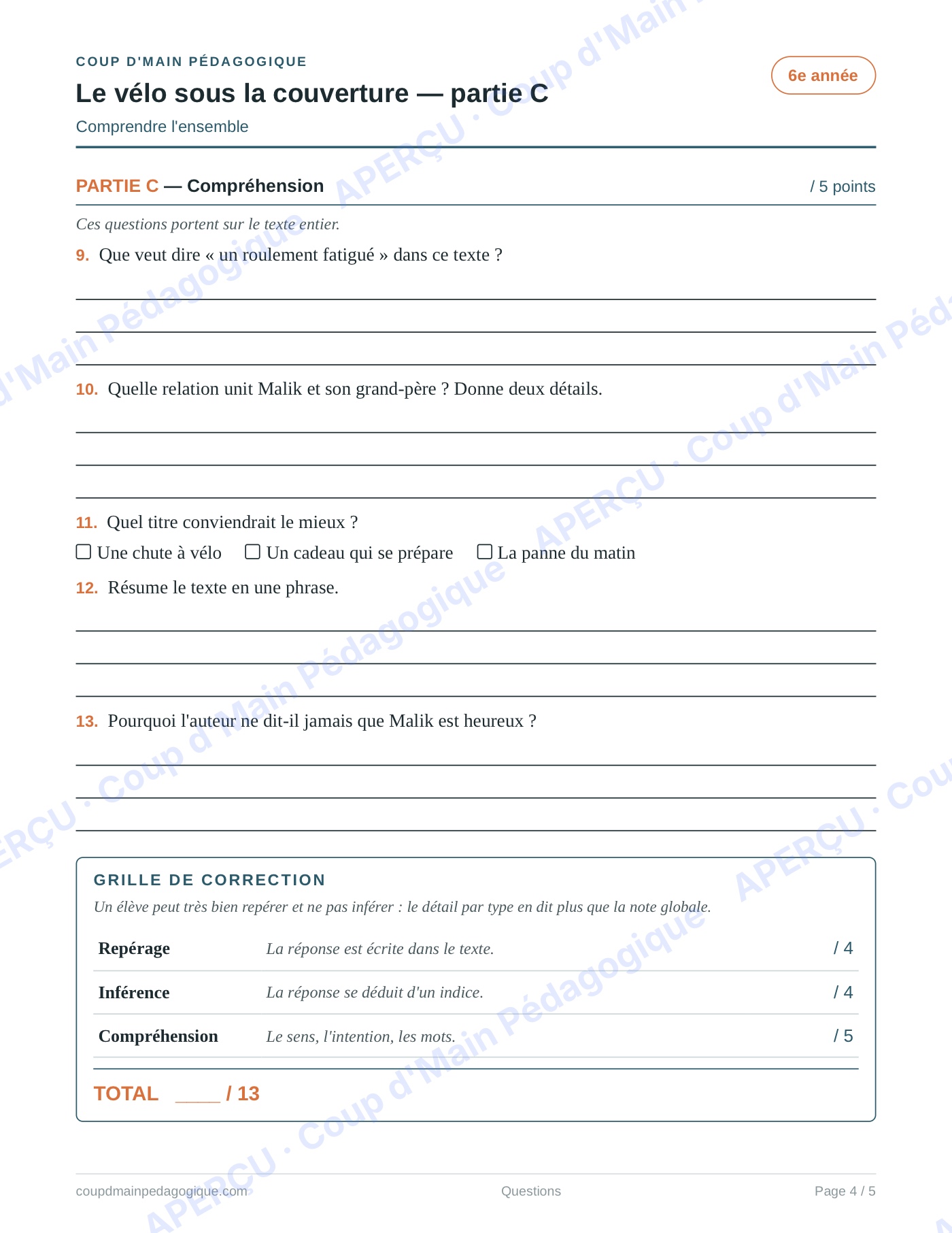 Page 4 — Recueil de 10 textes — 6e année, lecture