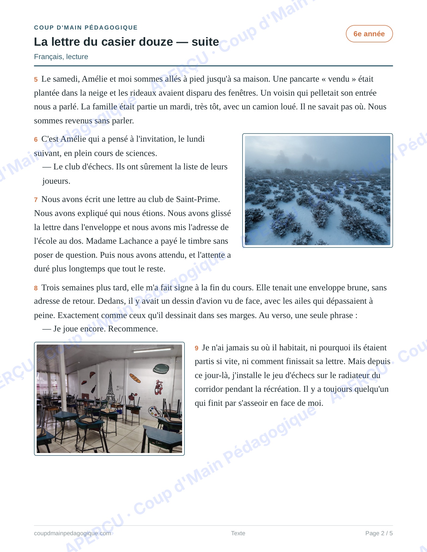Page 7 — Recueil de 10 textes — 6e année, lecture