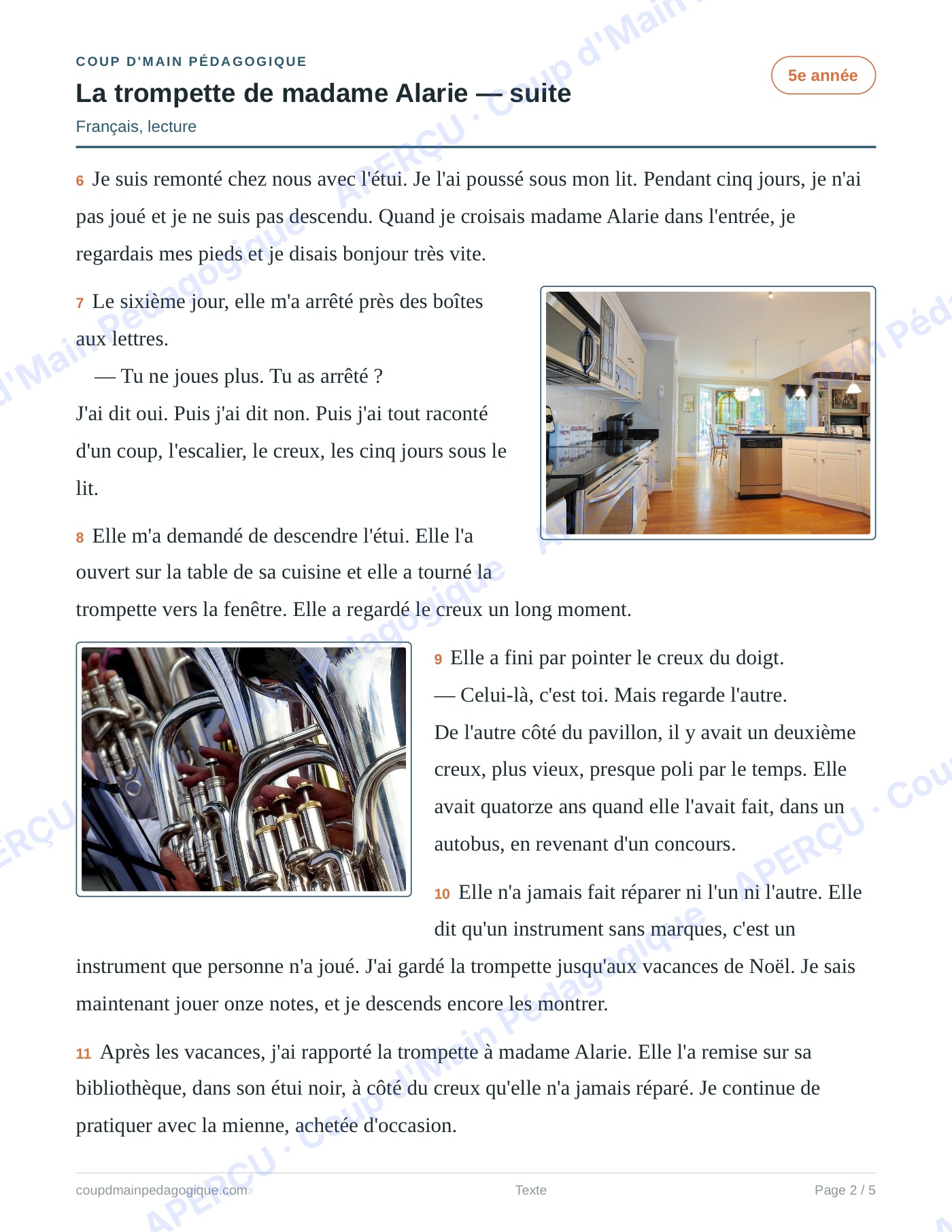 Page 7 — Recueil de 5 textes — 5e année, lecture