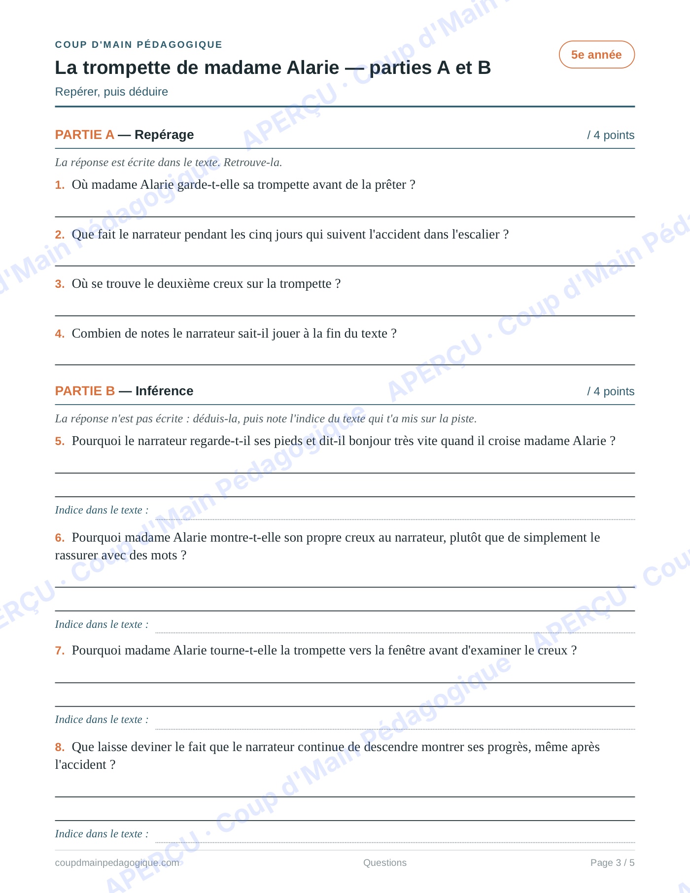 Page 8 — Recueil de 10 textes — 5e année, lecture