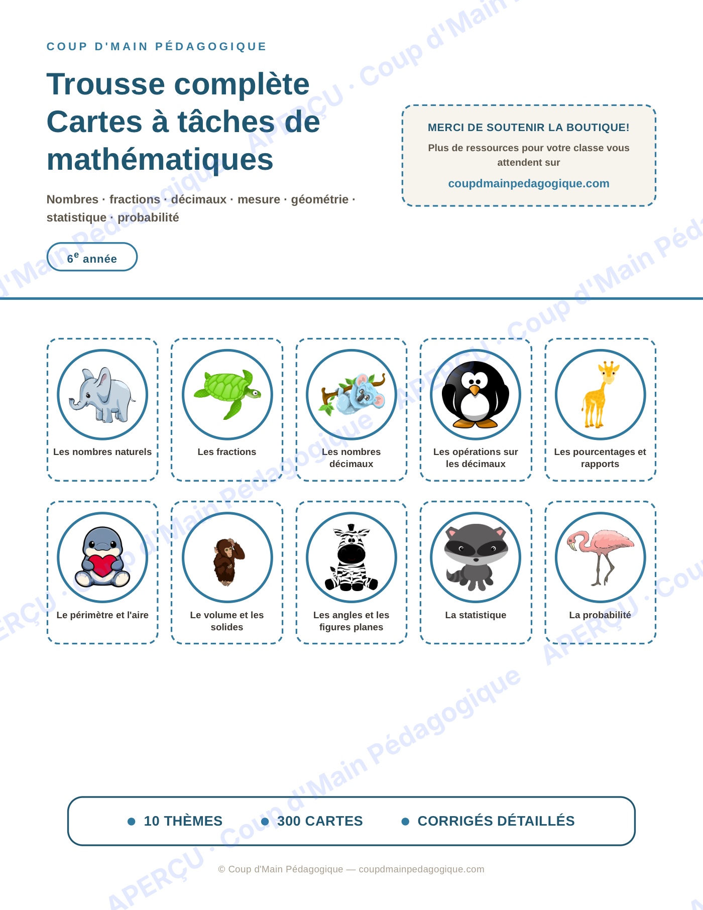 Page 1 — Mathématiques — 6e année, 300 cartes à tâches