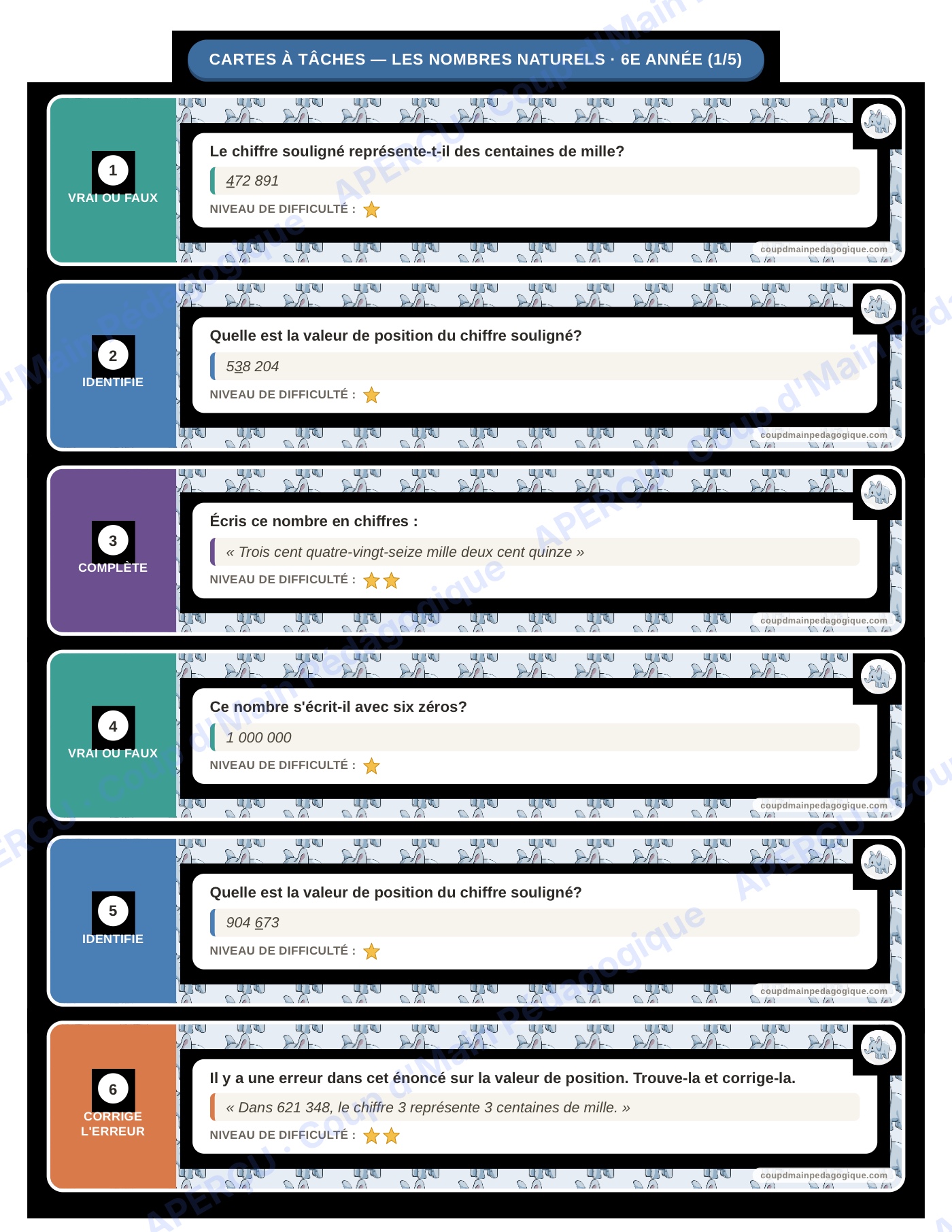 Page 4 — Mathématiques — 6e année, 300 cartes à tâches