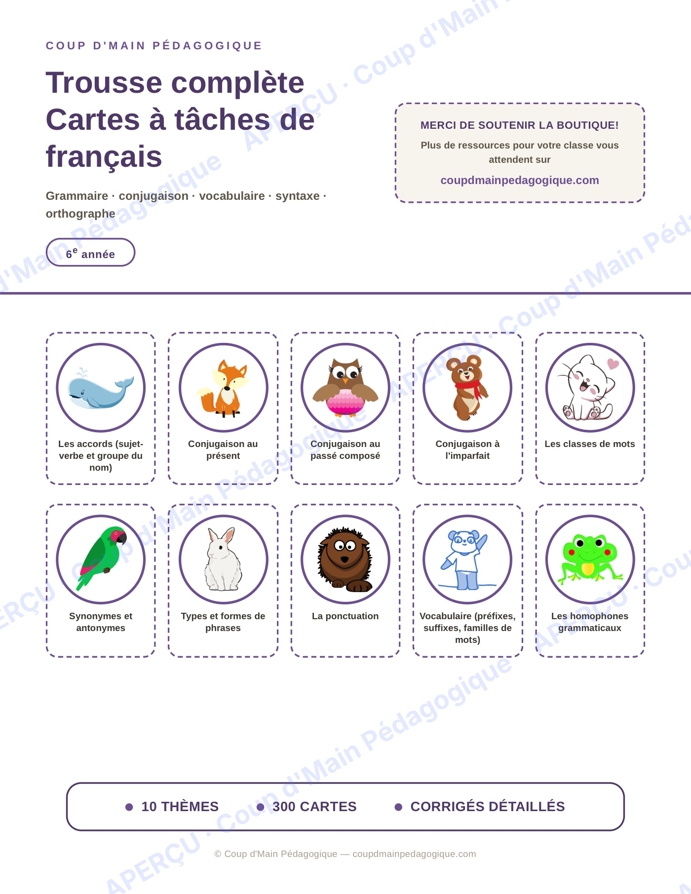 Page 1 — Français — 6e année, 300 cartes à tâches