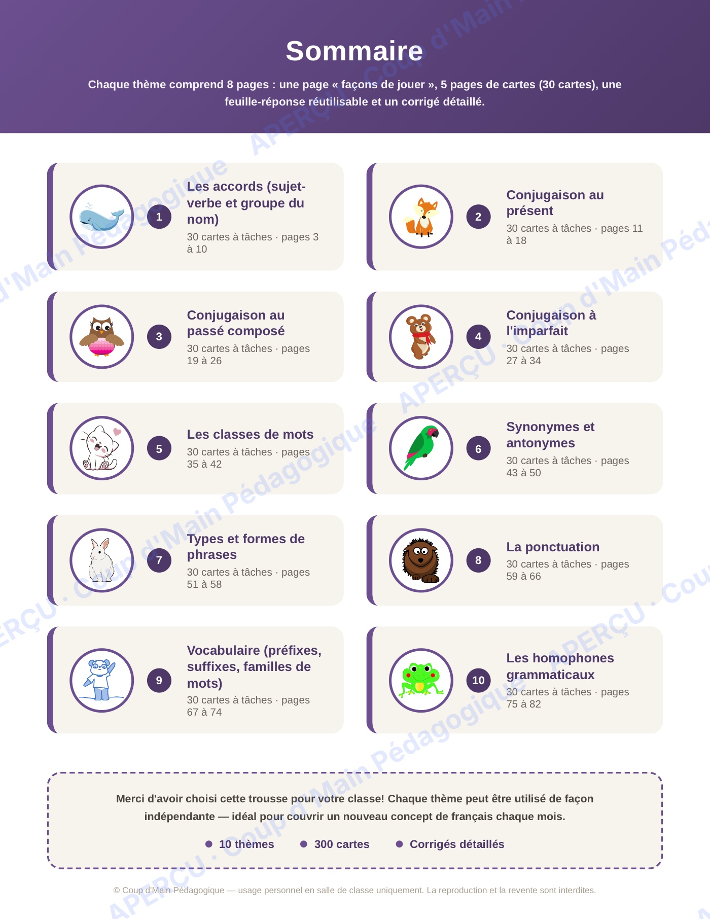 Page 2 — Français — 6e année, 300 cartes à tâches