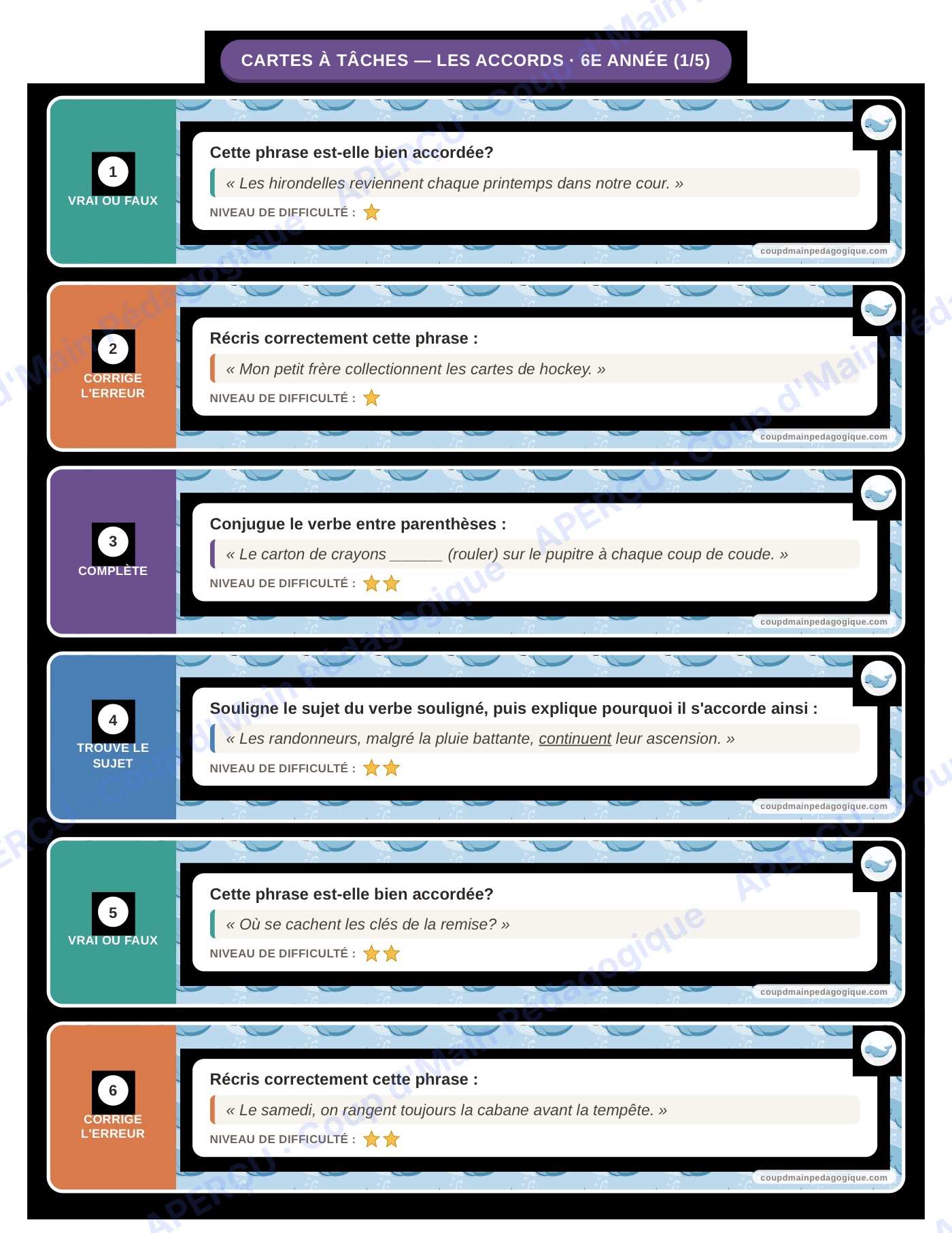 Page 4 — Français — 6e année, 300 cartes à tâches