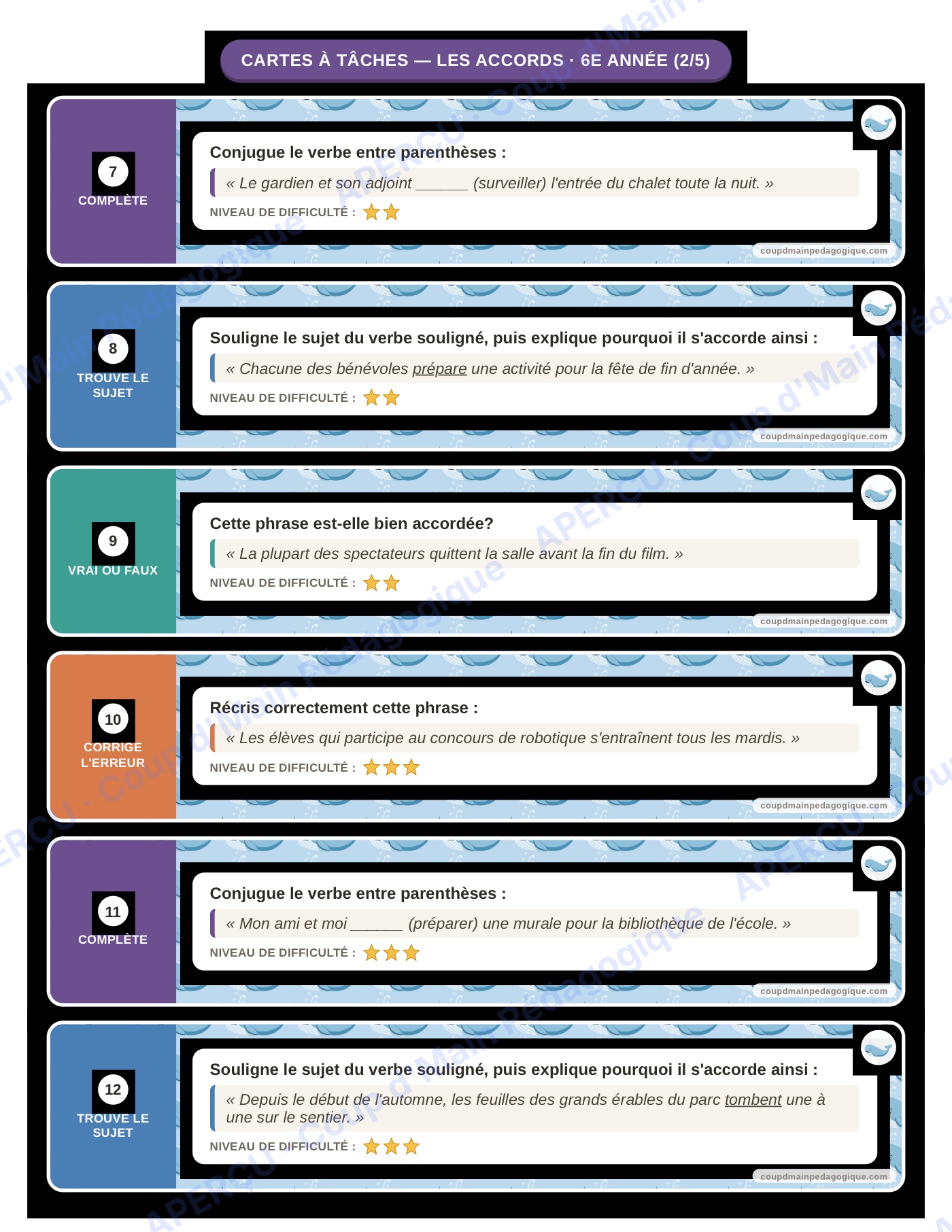 Page 5 — Français — 6e année, 300 cartes à tâches