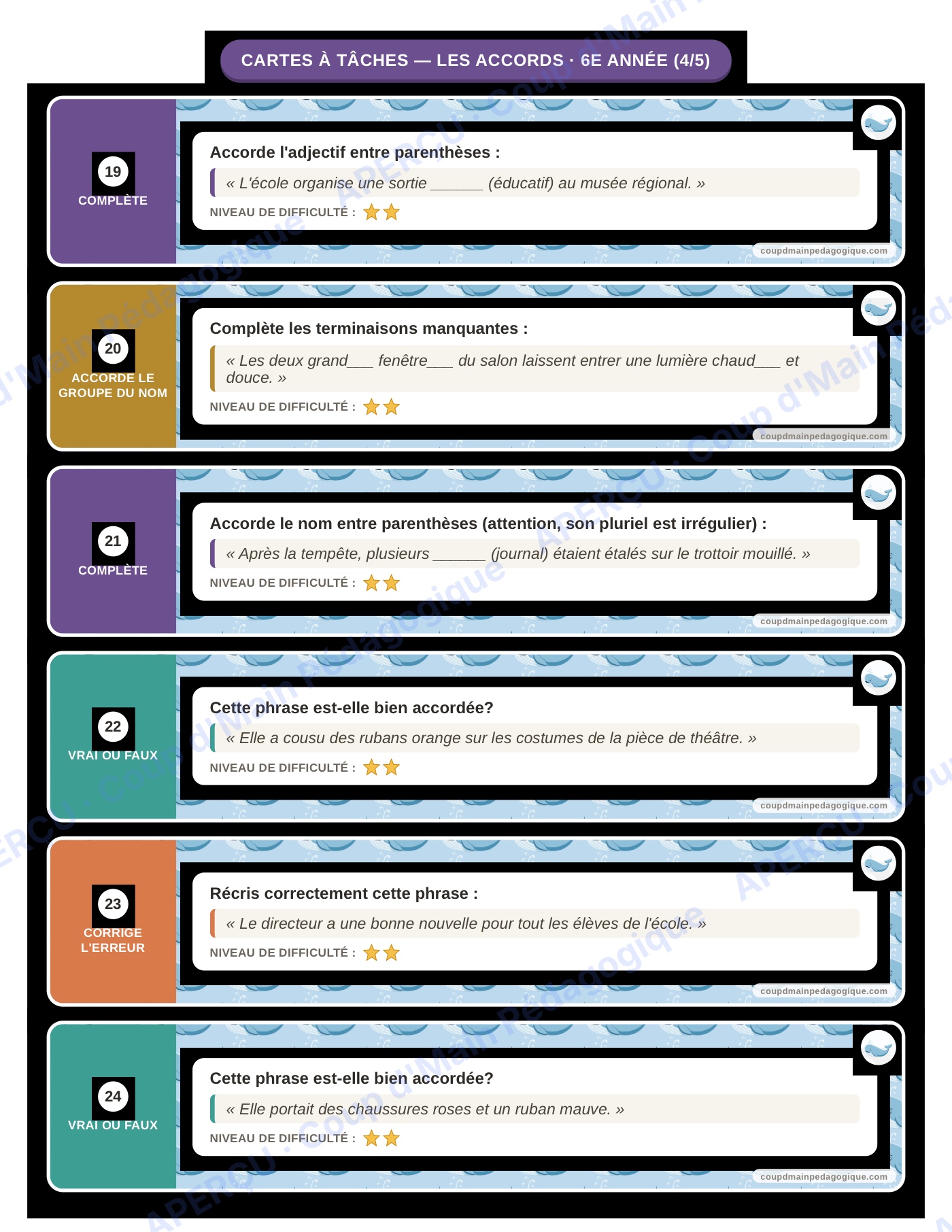 Page 7 — Français — 6e année, 300 cartes à tâches