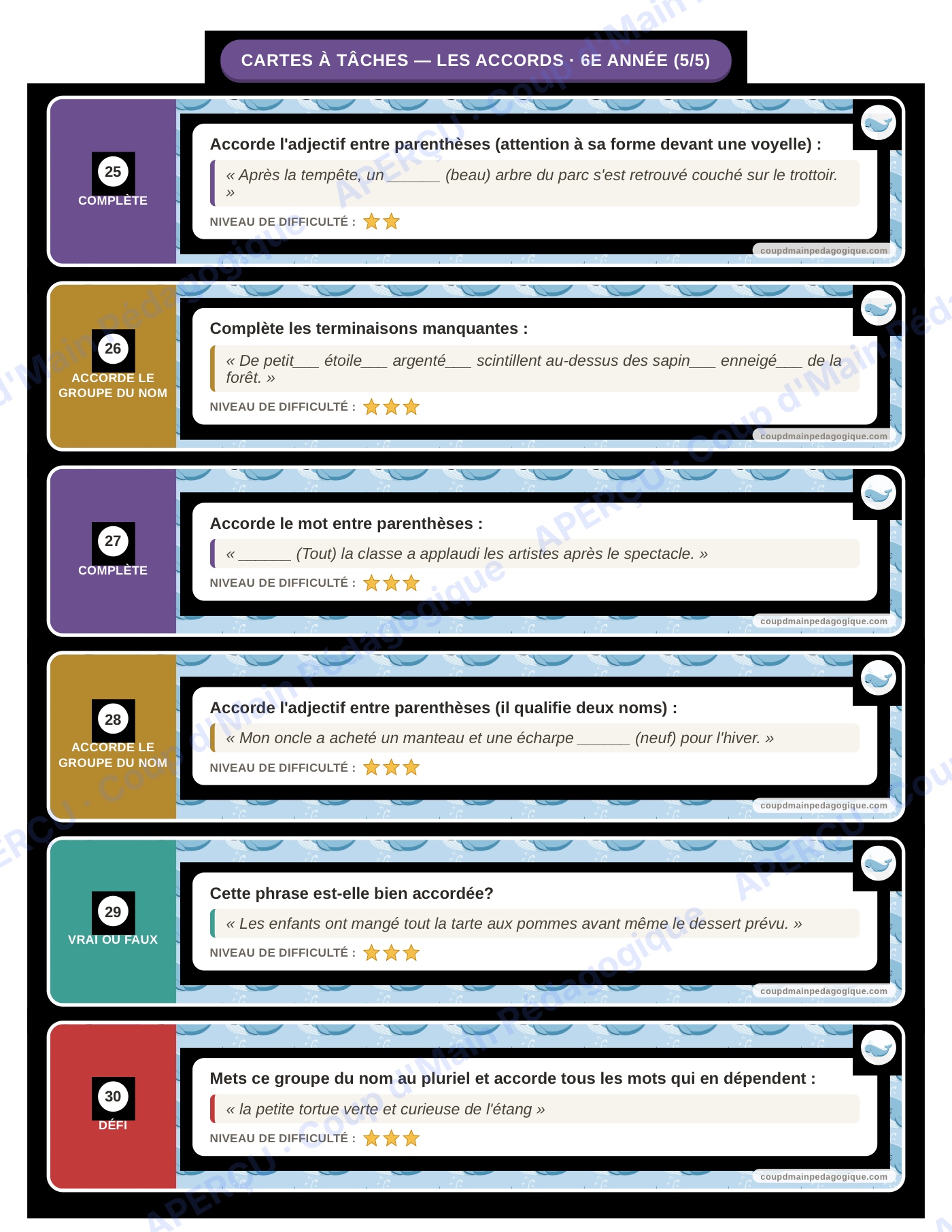 Page 8 — Français — 6e année, 300 cartes à tâches