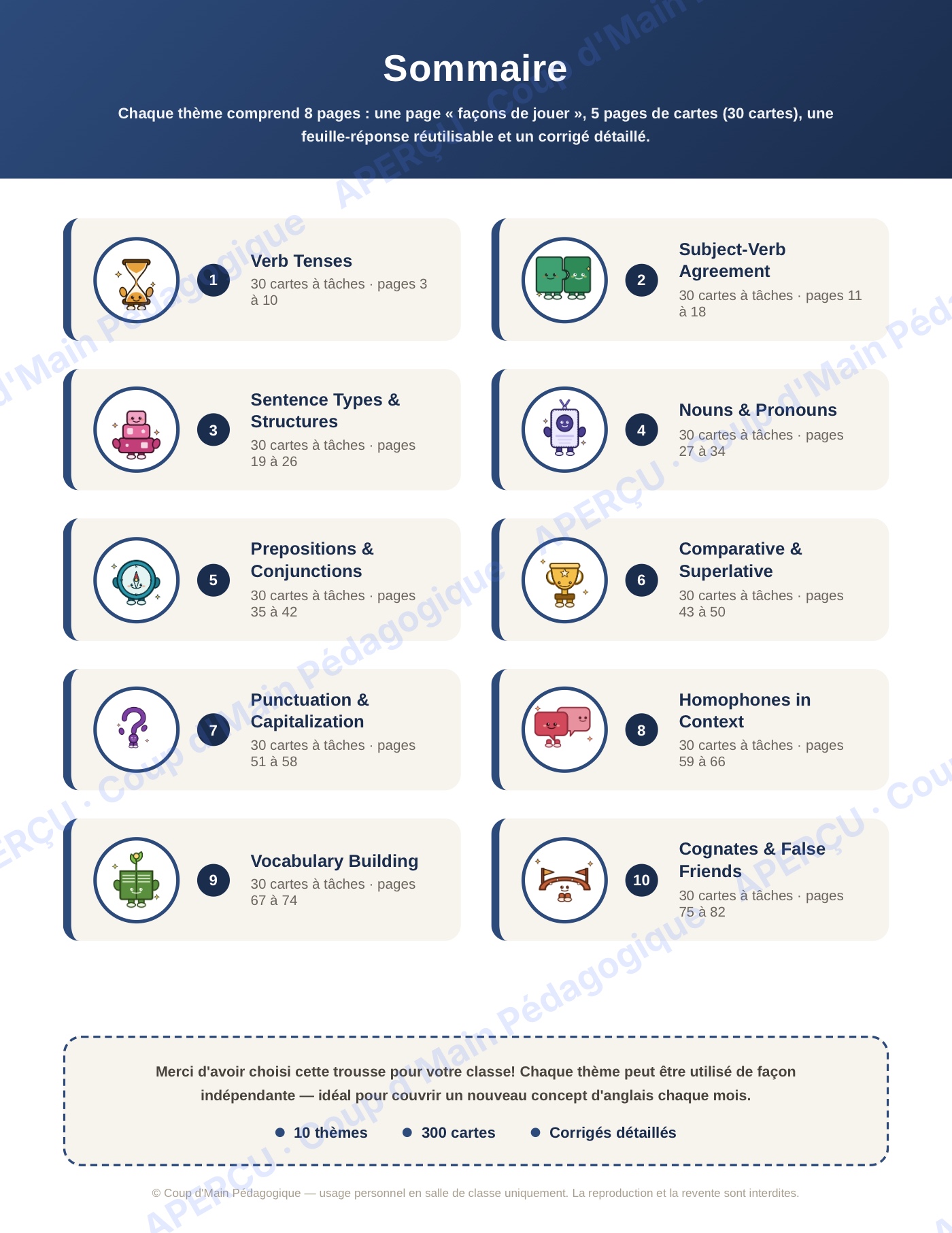Page 2 — Anglais — 6e année, 300 cartes à tâches