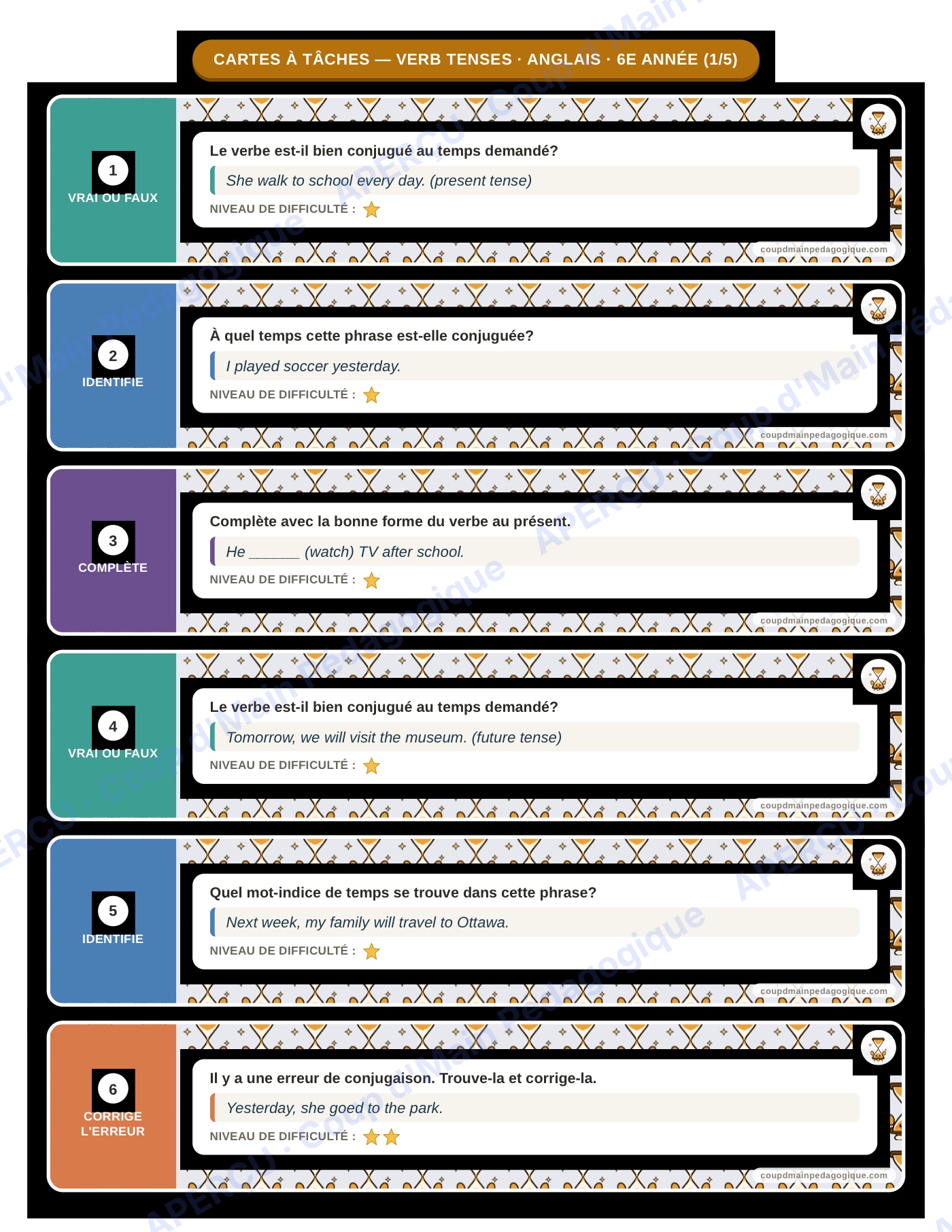 Page 4 — Anglais — 6e année, 300 cartes à tâches