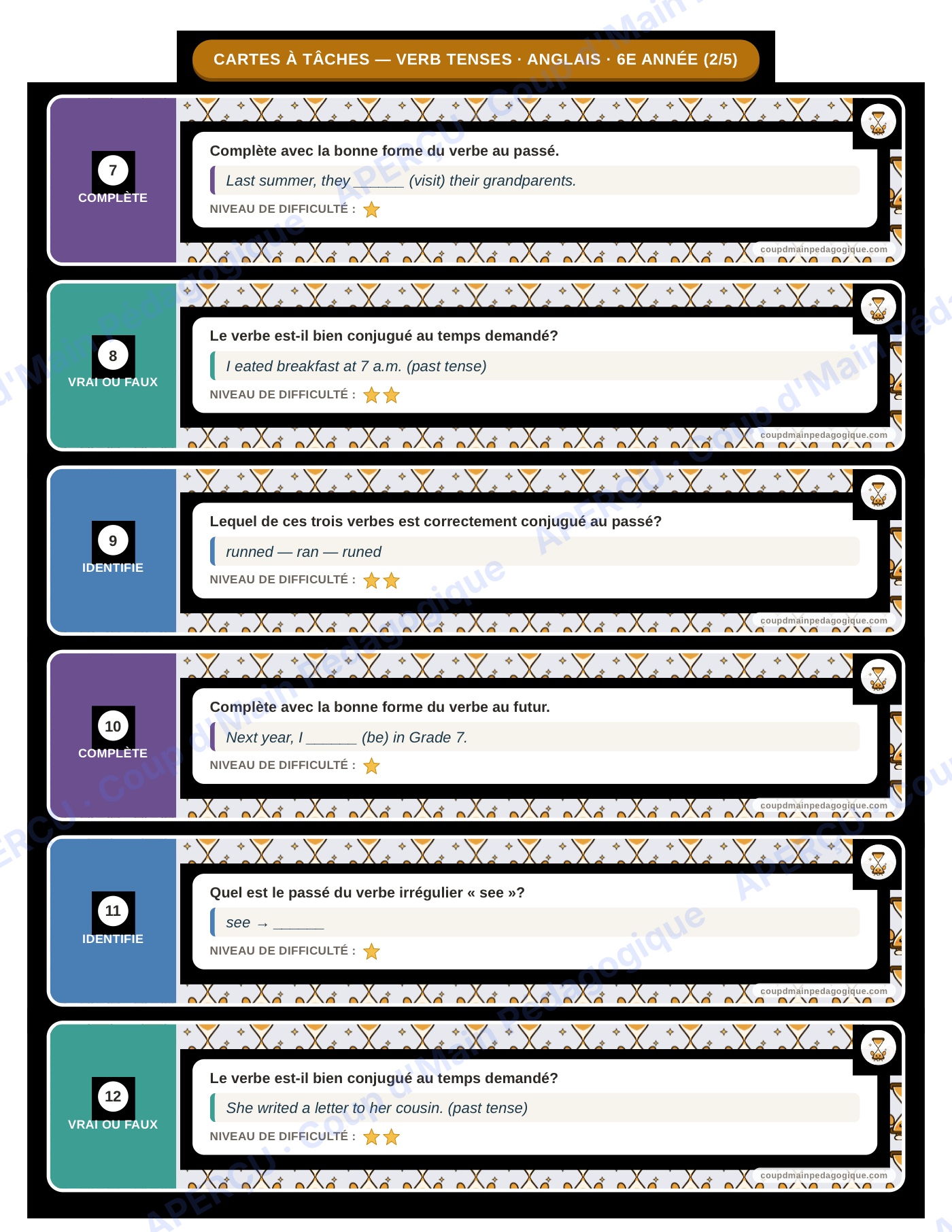 Page 5 — Anglais — 6e année, 300 cartes à tâches