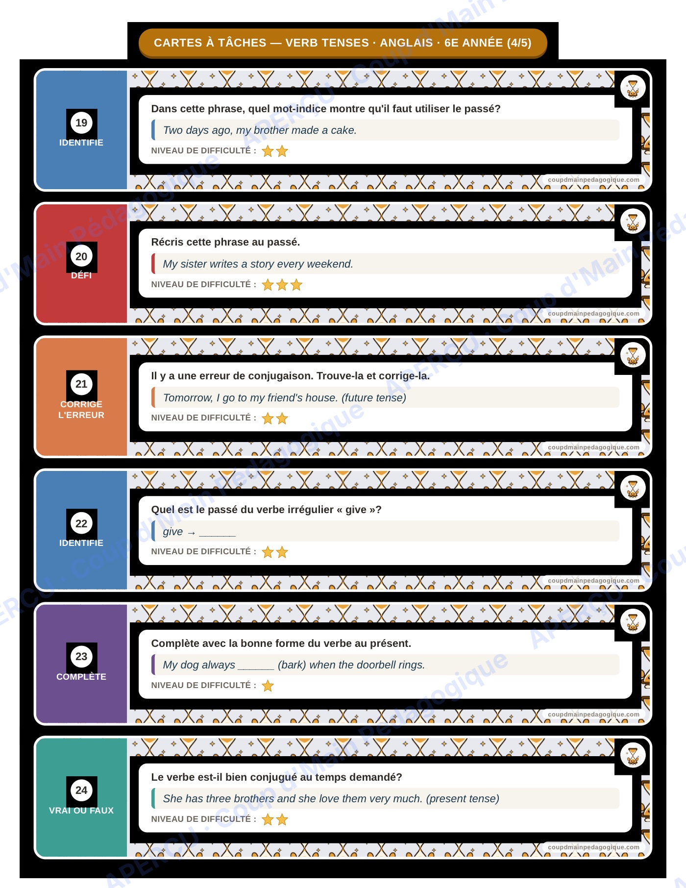Page 7 — Anglais — 6e année, 300 cartes à tâches