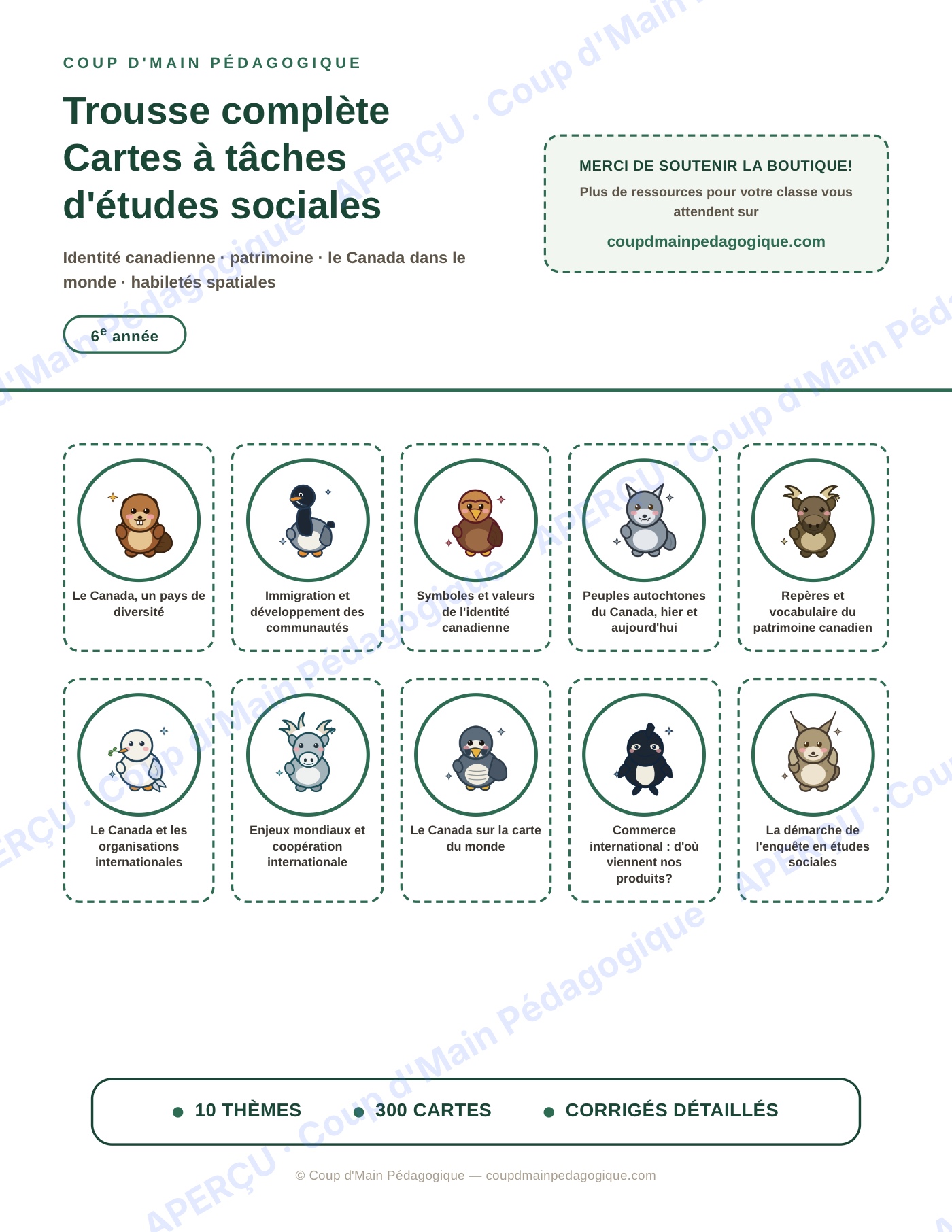 Page 1 — Études sociales — 6e année, 300 cartes à tâches