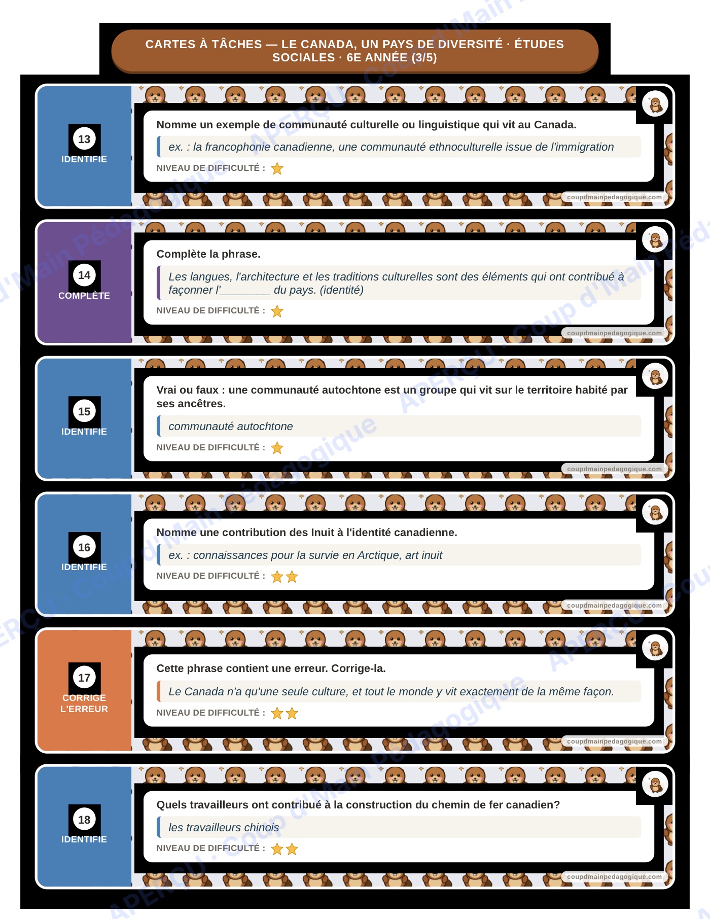 Page 6 — Études sociales — 6e année, 300 cartes à tâches