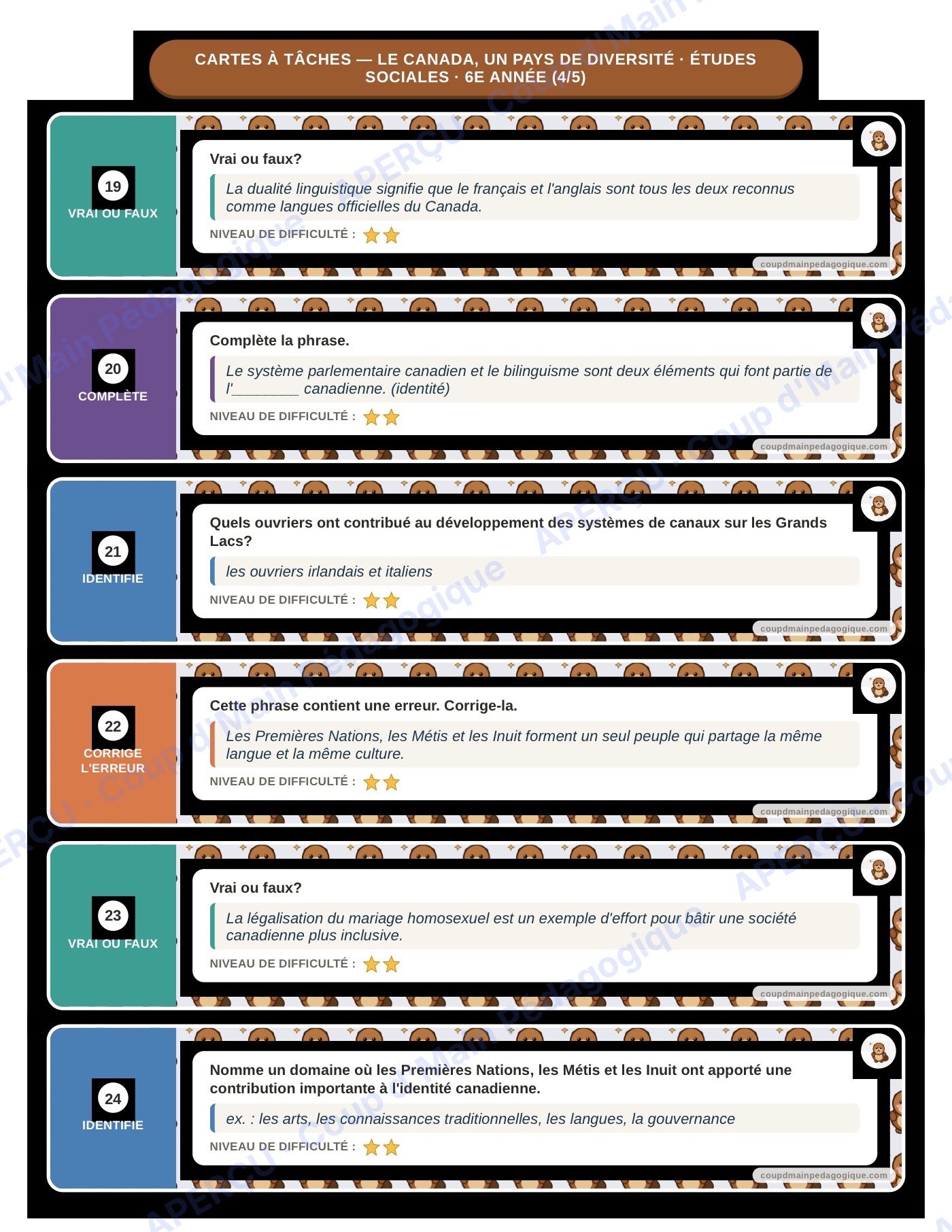Page 7 — Études sociales — 6e année, 300 cartes à tâches