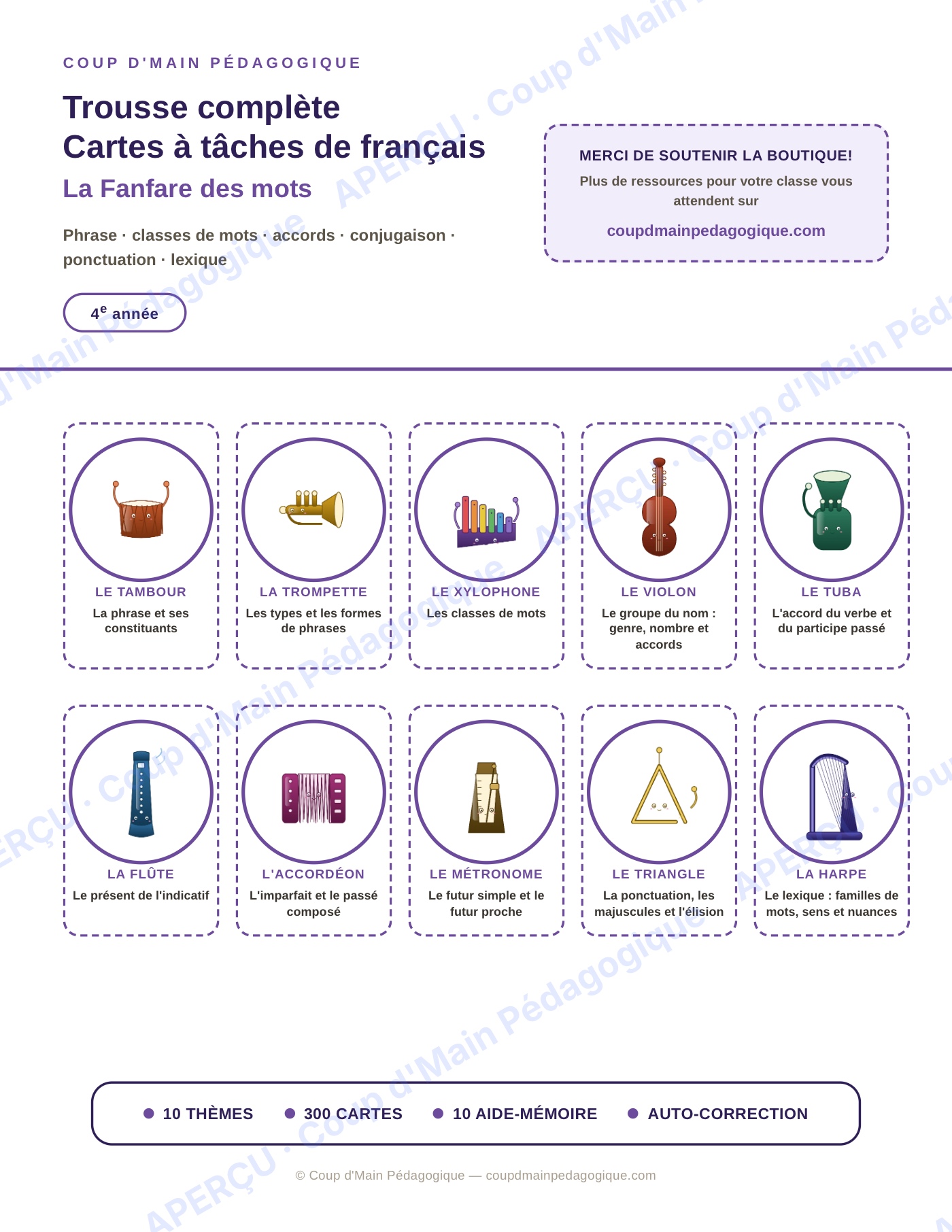 Page 1 — Français — 4e année, 300 cartes à tâches