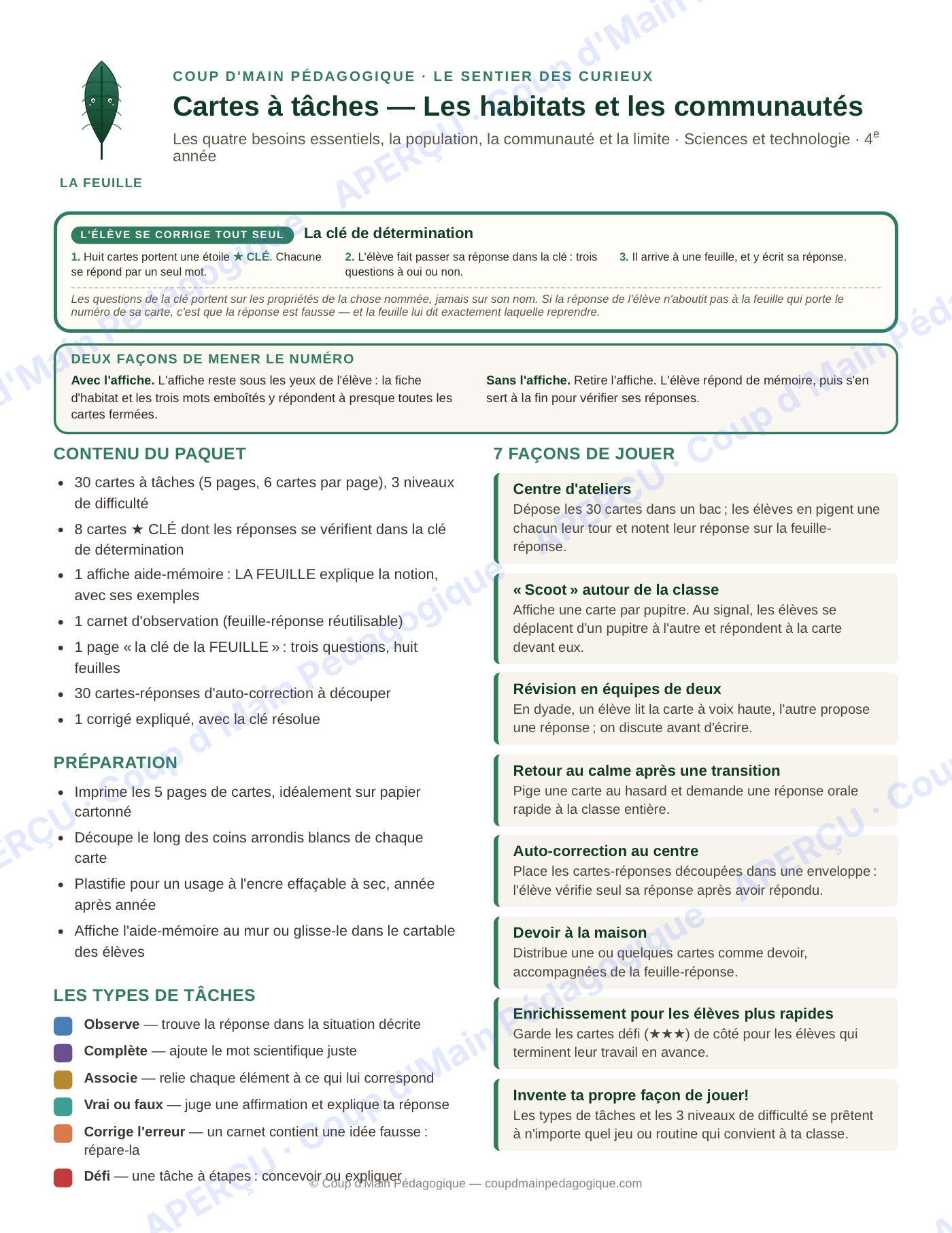Page 4 — Sciences — 4e année, 300 cartes à tâches