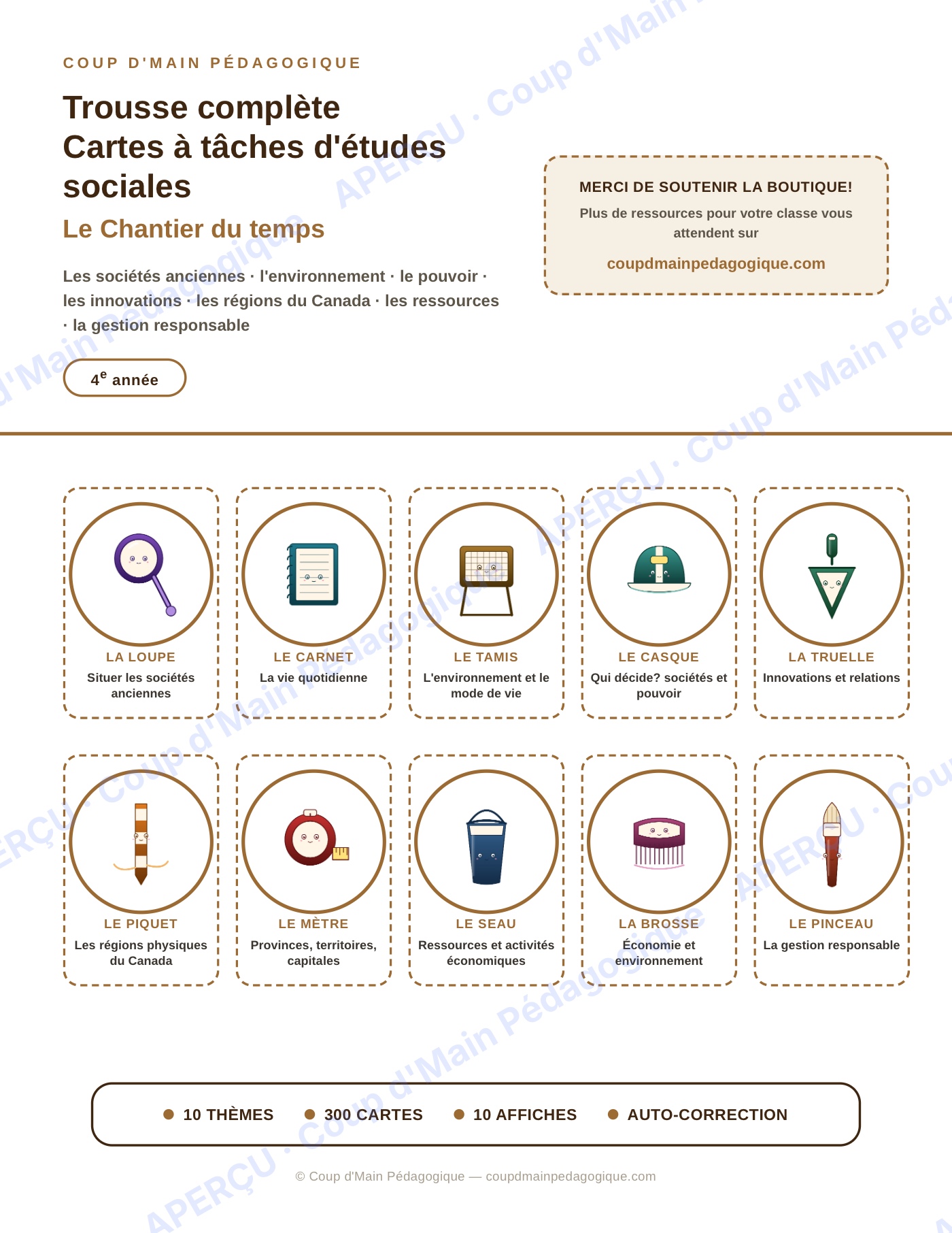 Page 1 — Études sociales — 4e année, 300 cartes à tâches
