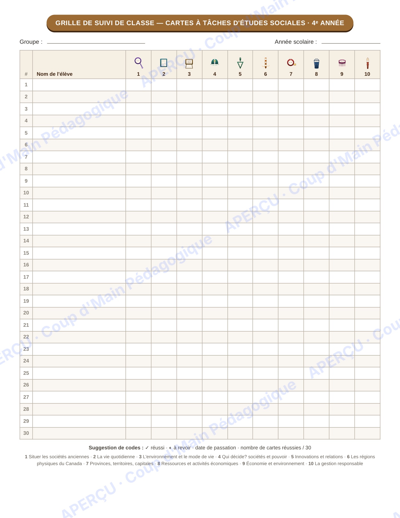 Page 3 — Études sociales — 4e année, 300 cartes à tâches