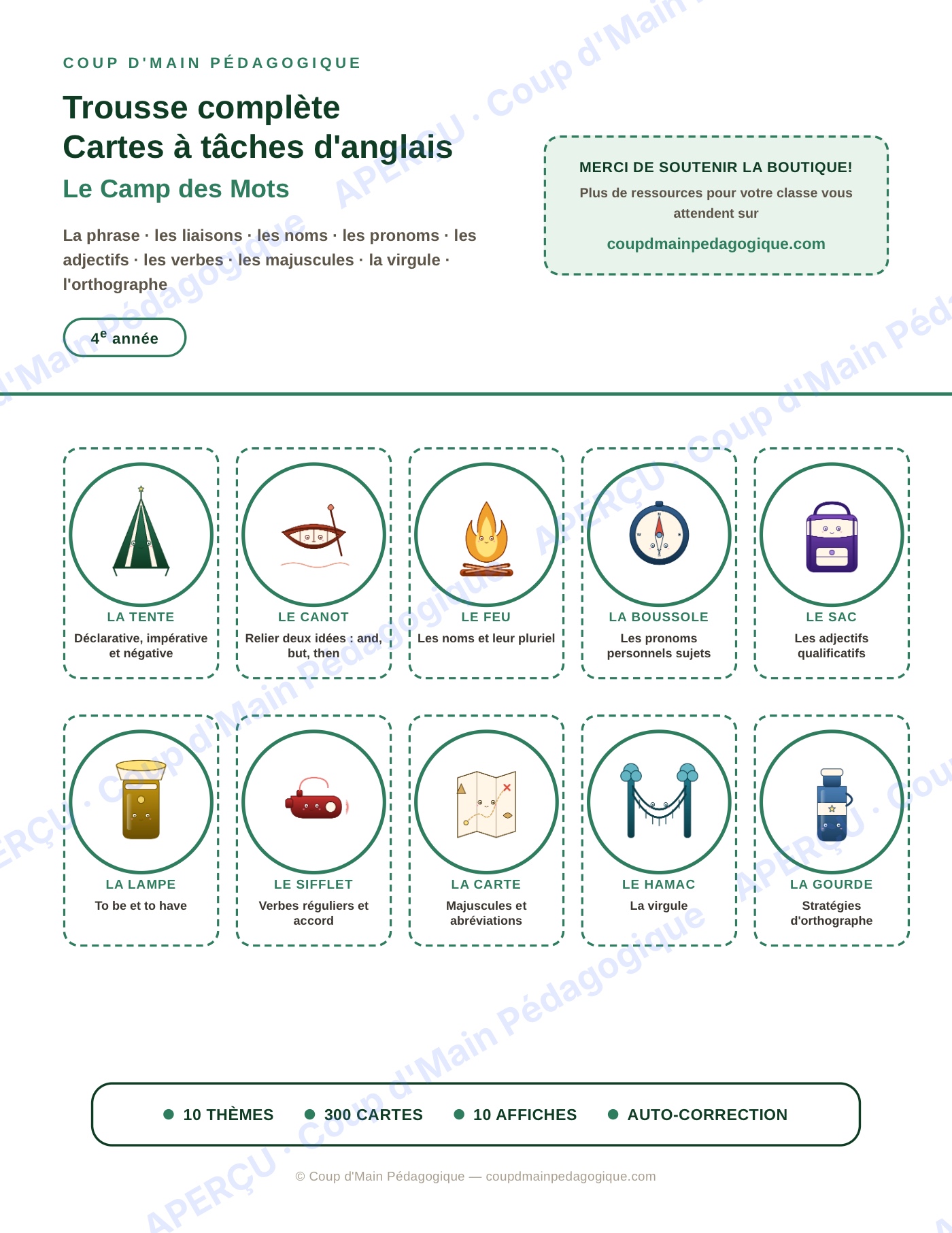 Page 1 — Anglais — 4e année, 300 cartes à tâches