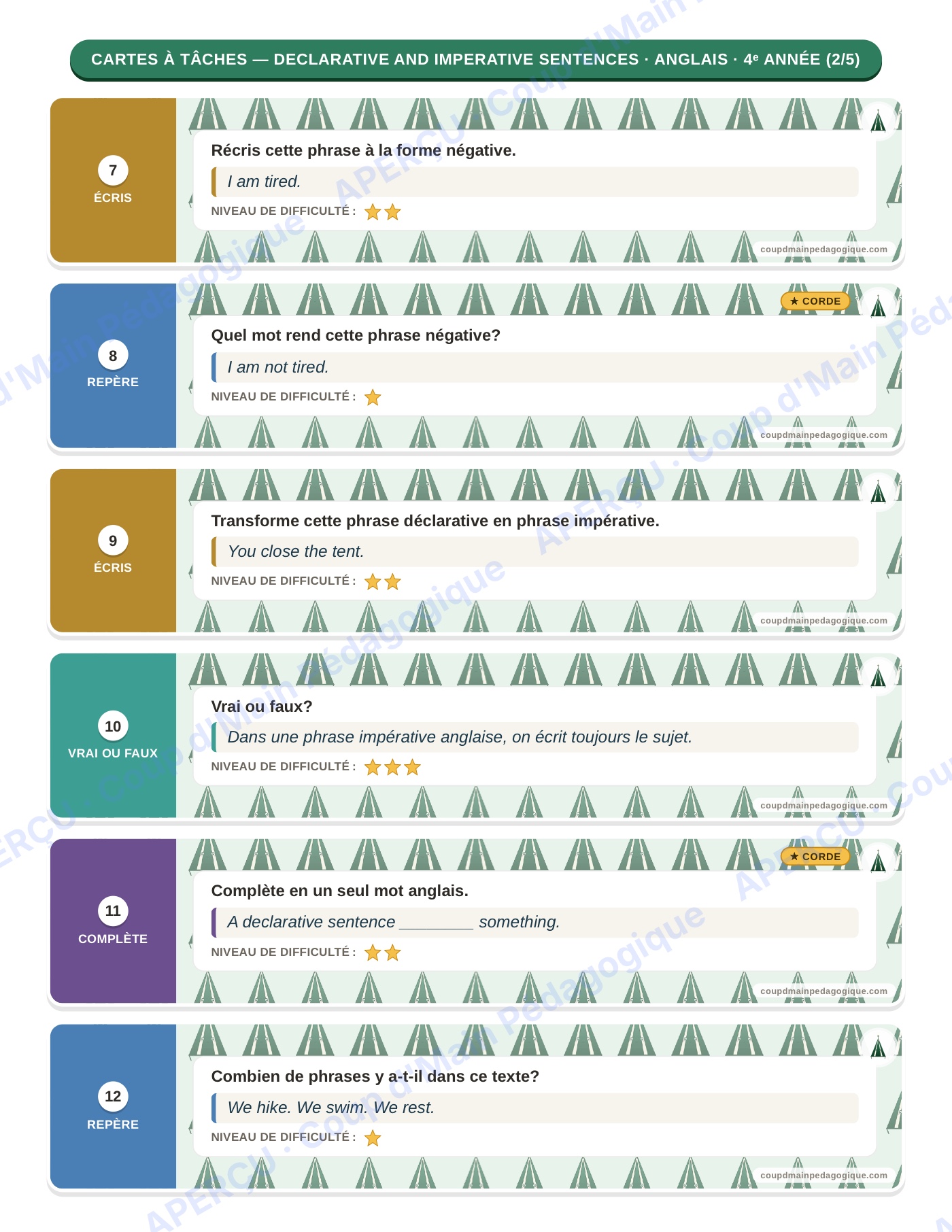 Page 7 — Anglais — 4e année, 300 cartes à tâches