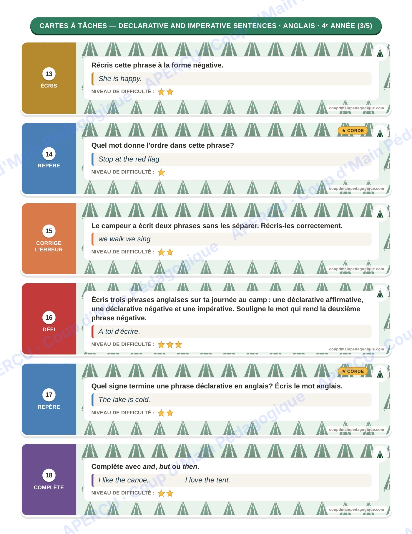 Page 8 — Anglais — 4e année, 300 cartes à tâches