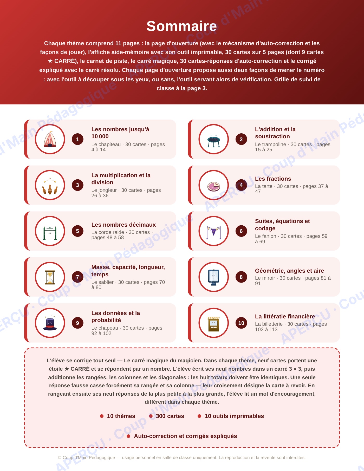 Page 2 — Mathématiques — 4e année, 300 cartes à tâches