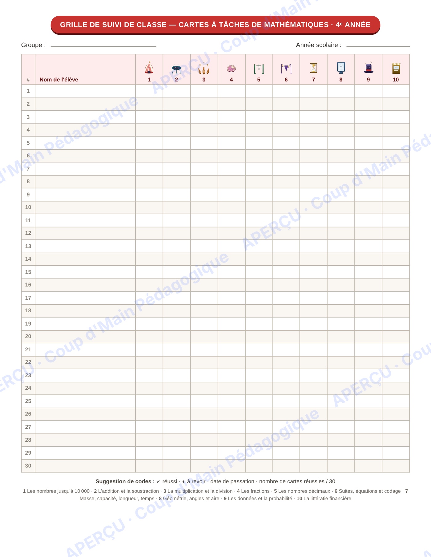 Page 3 — Mathématiques — 4e année, 300 cartes à tâches